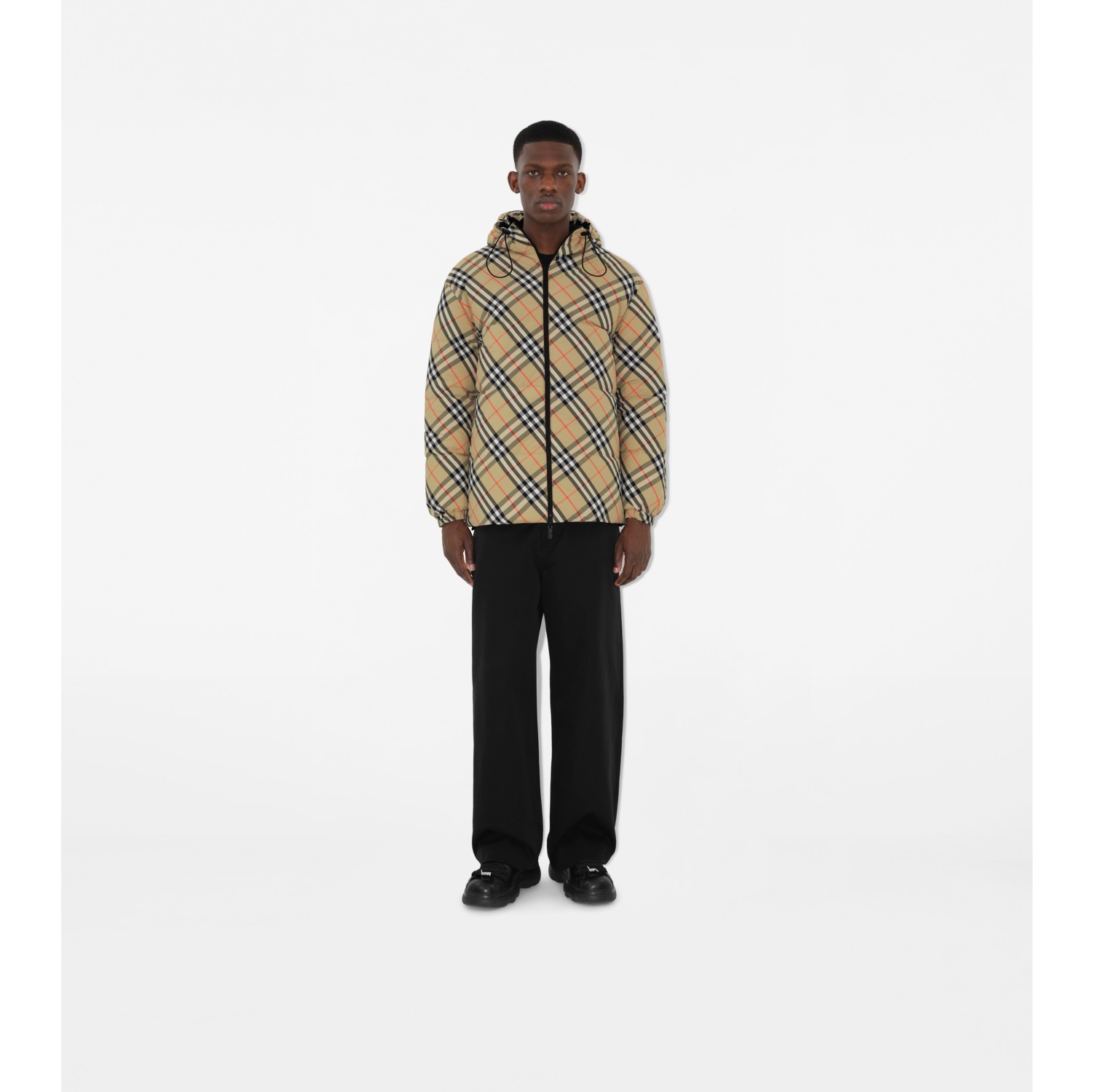 Reversible Check Nylon Puffer Jacket