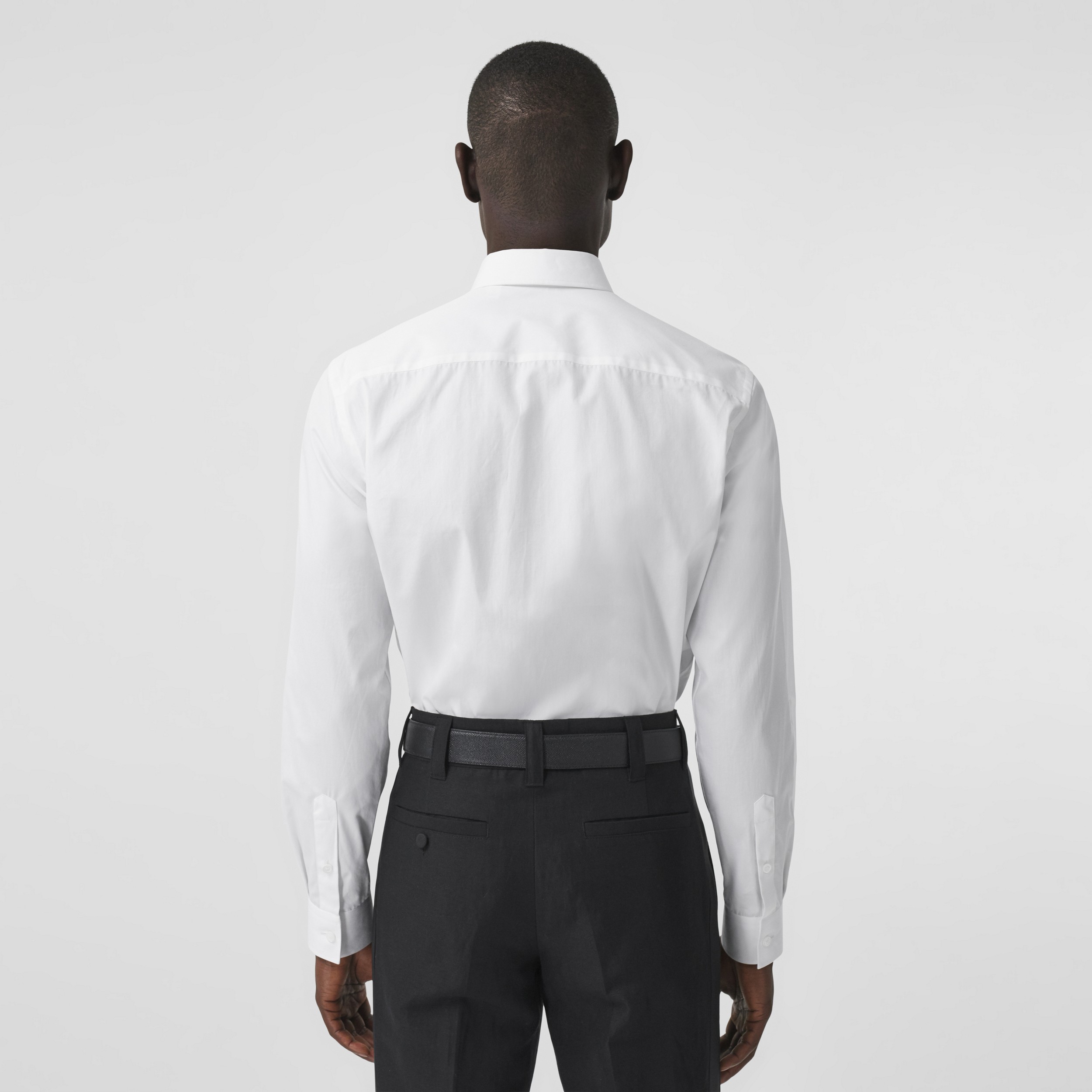 Slim Fit Monogram Motif Cotton Poplin Shirt in White - Men | Burberry® Official - 3