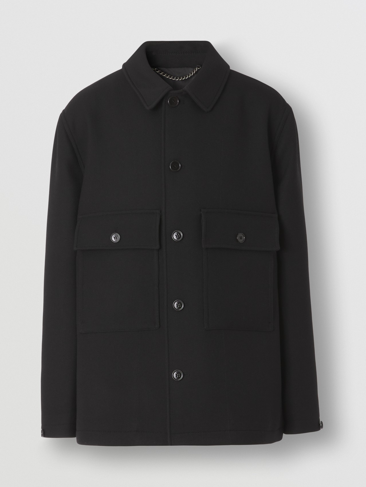 Contrast Panel Wool Silk Jacket in Black