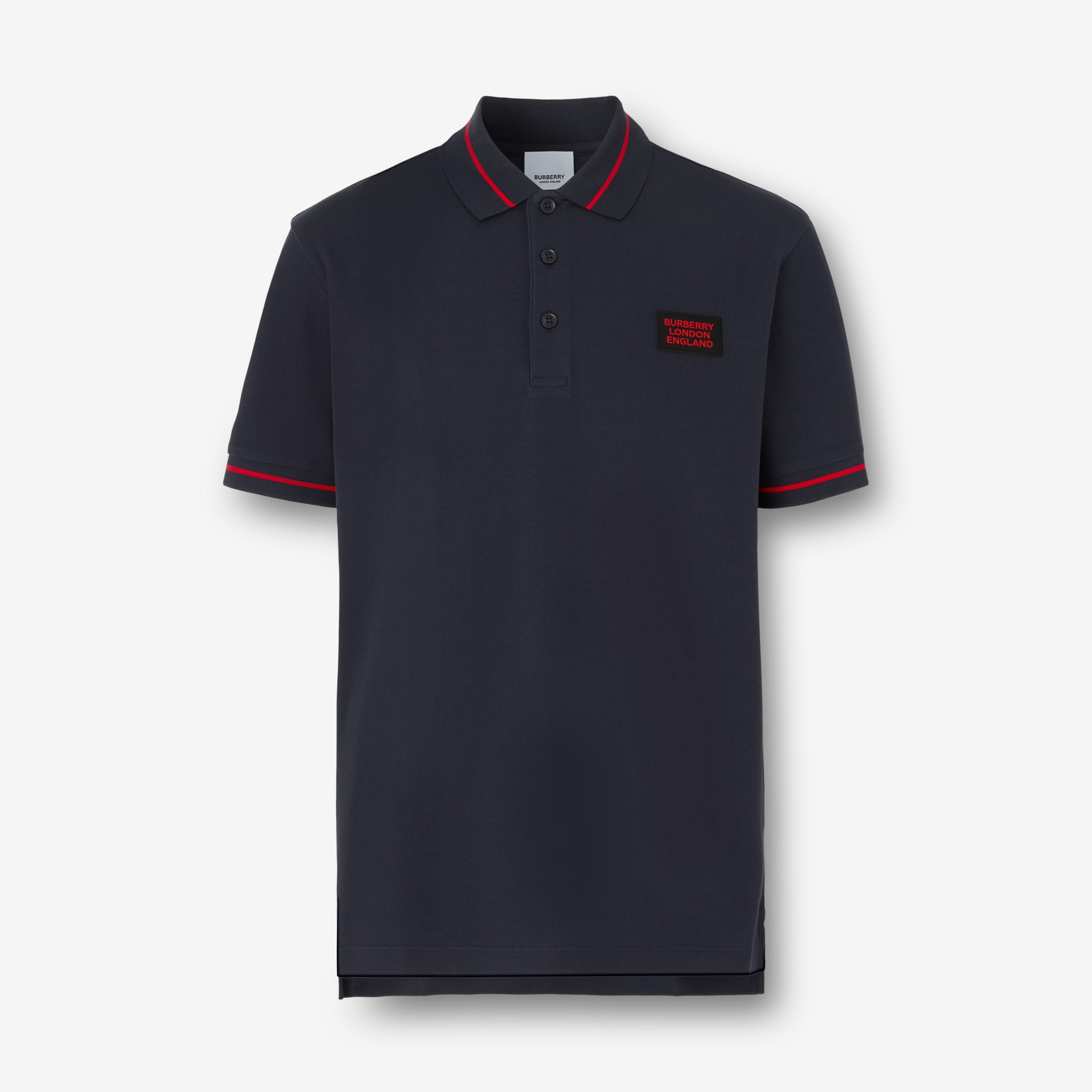 Logo Appliqué Cotton Piqué Polo Shirt in Navy - Men | Burberry® Official - 1