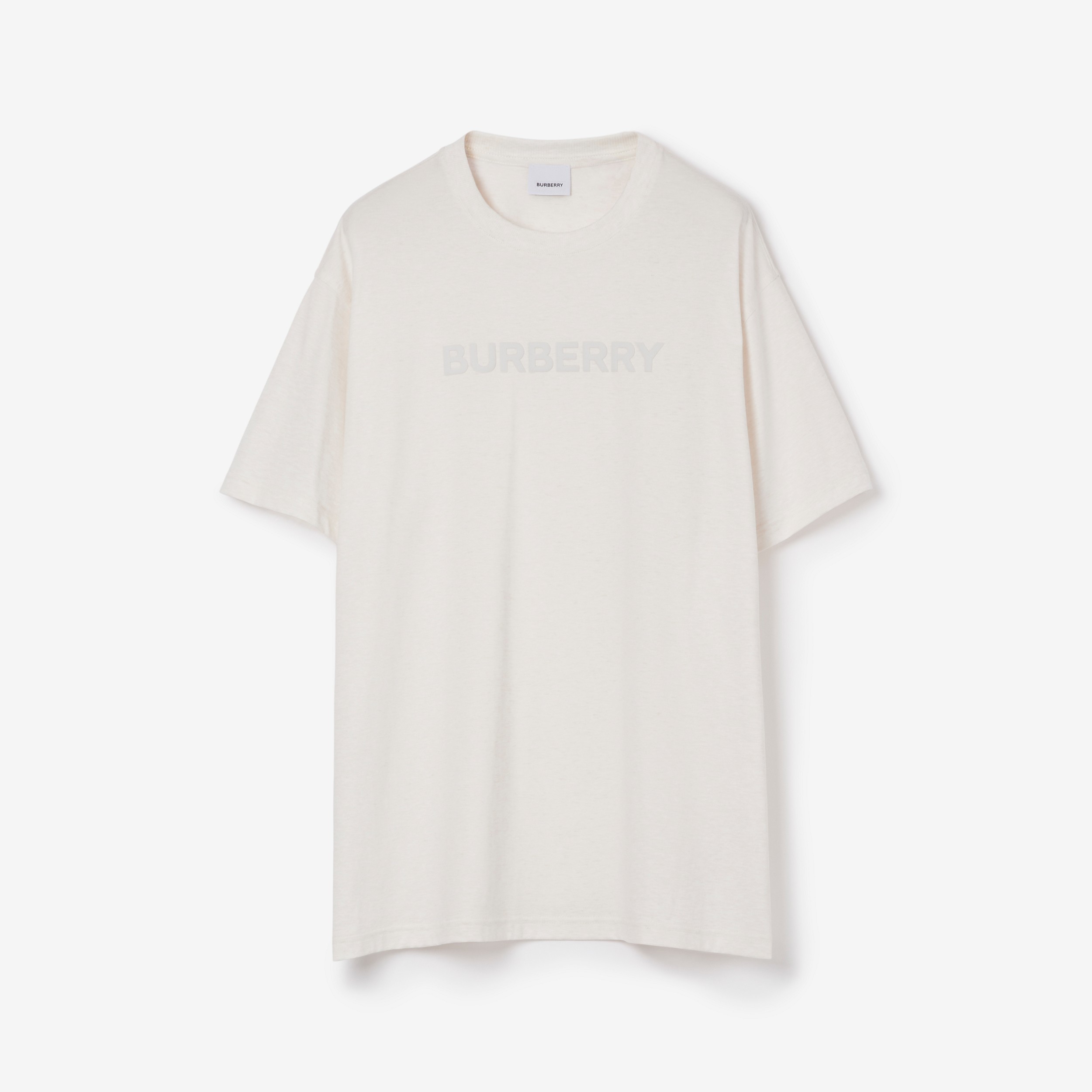 Logo Print Cotton Jersey T-shirt in Oatmeal Melange - Men | Burberry® Official - 1