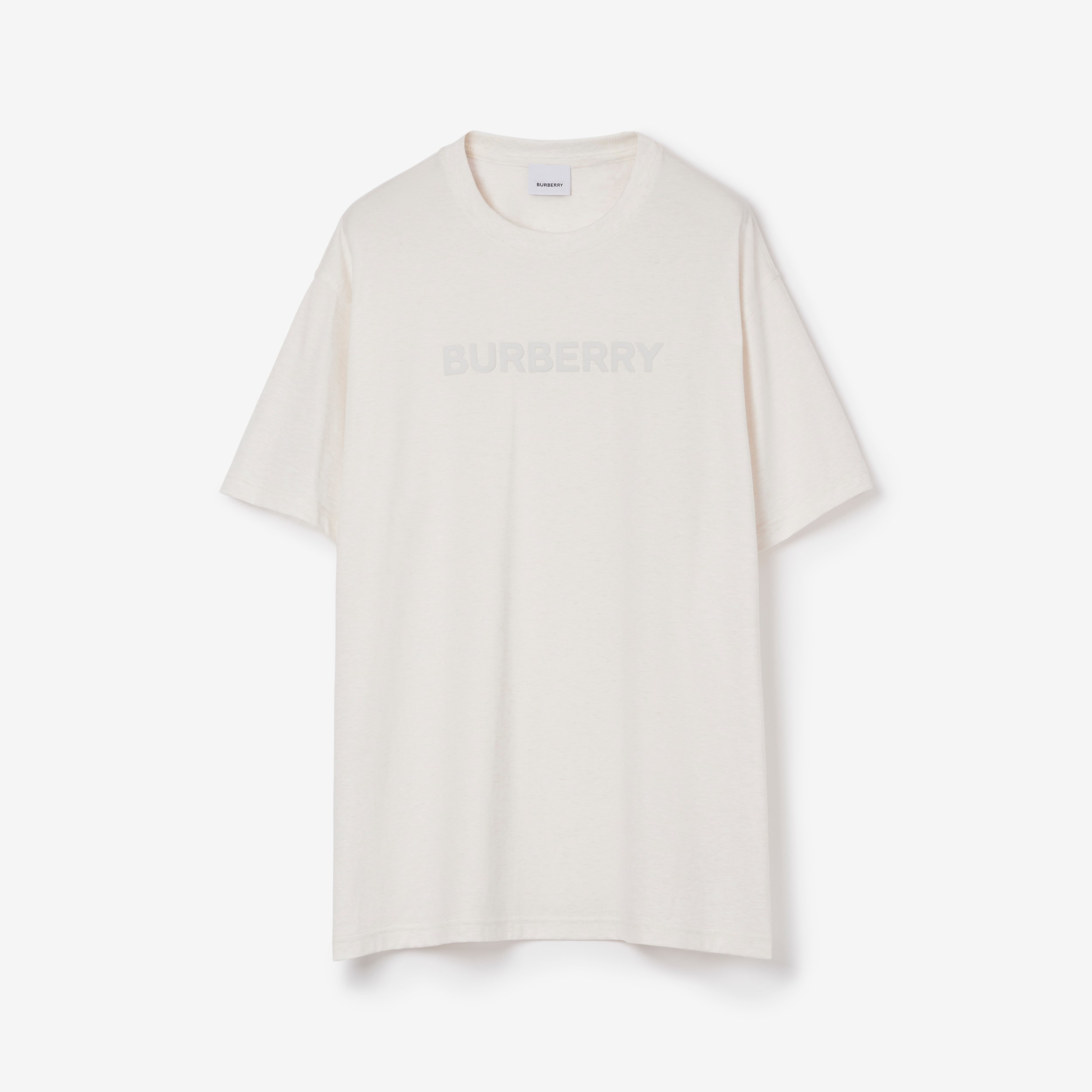 Logo Print Cotton Jersey T-shirt in Oatmeal Melange - Men | Burberry®  Official