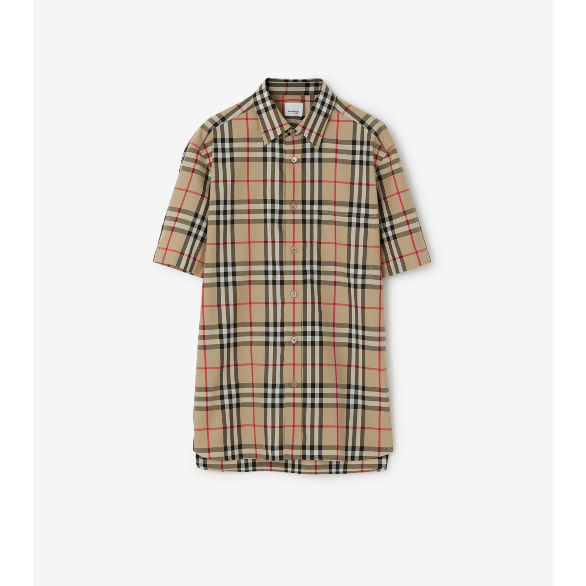Burberry Short Sleeved Check Cotton Shirt Clothing In White
