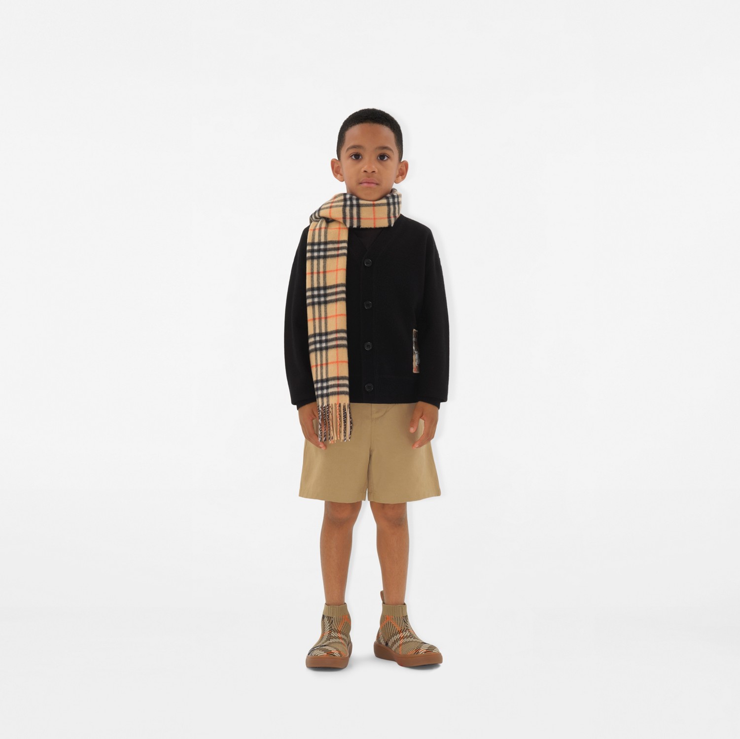 チェックラベル ウールカーディガン (ブラック) | Burberry®公式 チェックラベル ウールカーディガン (ブラック) | Burberry®公式