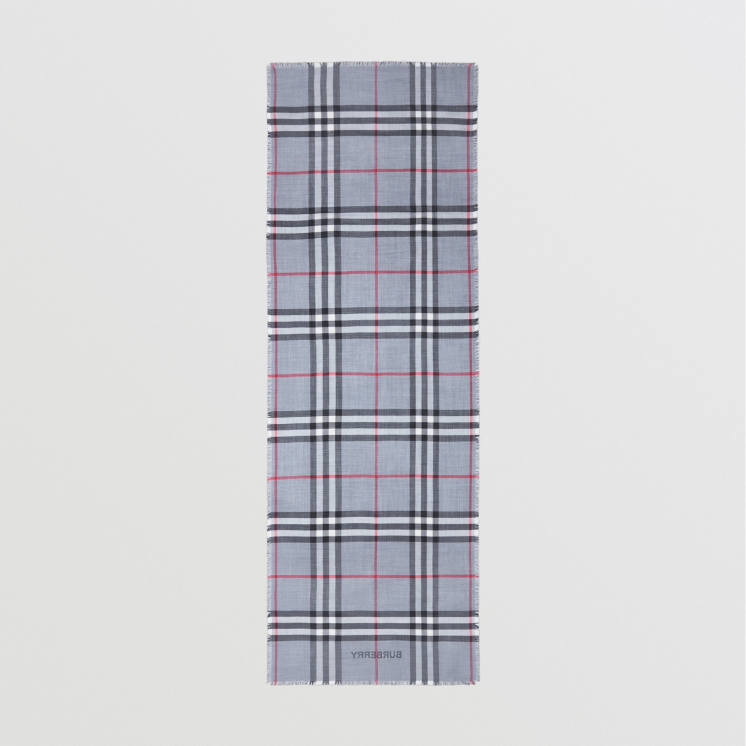 Check Lightweight Wool Silk Scarf in Navy | Burberry® Official