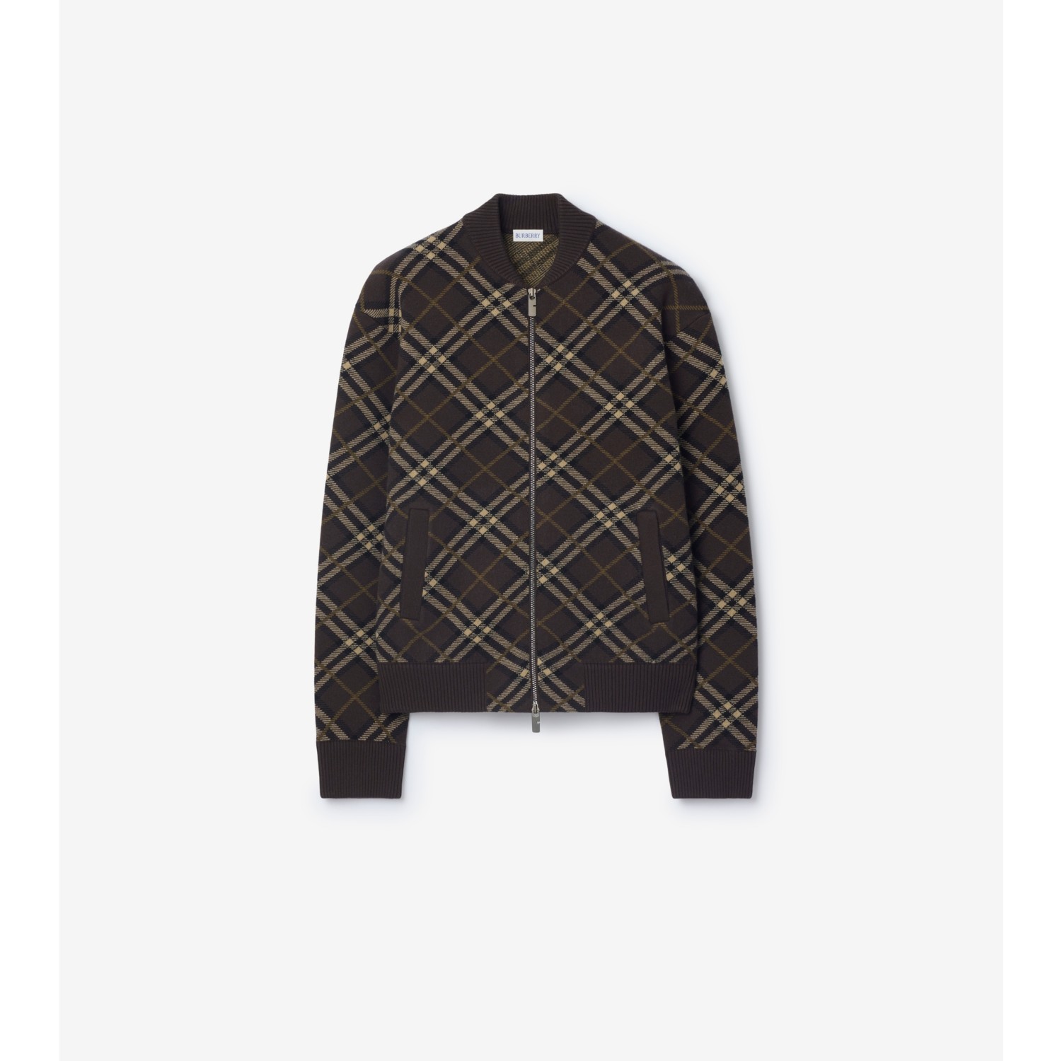 Check Wool Cashmere Bomber Jacket