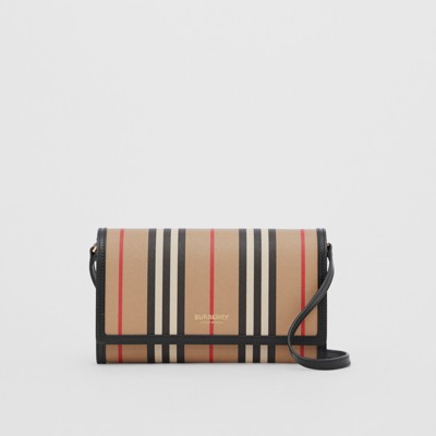 Icon Stripe Wallet with Detachable Strap in Archive Beige - Burberry