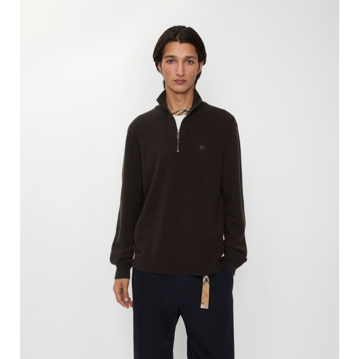  Embroidered Cashmere Blend Half-zip Sweater