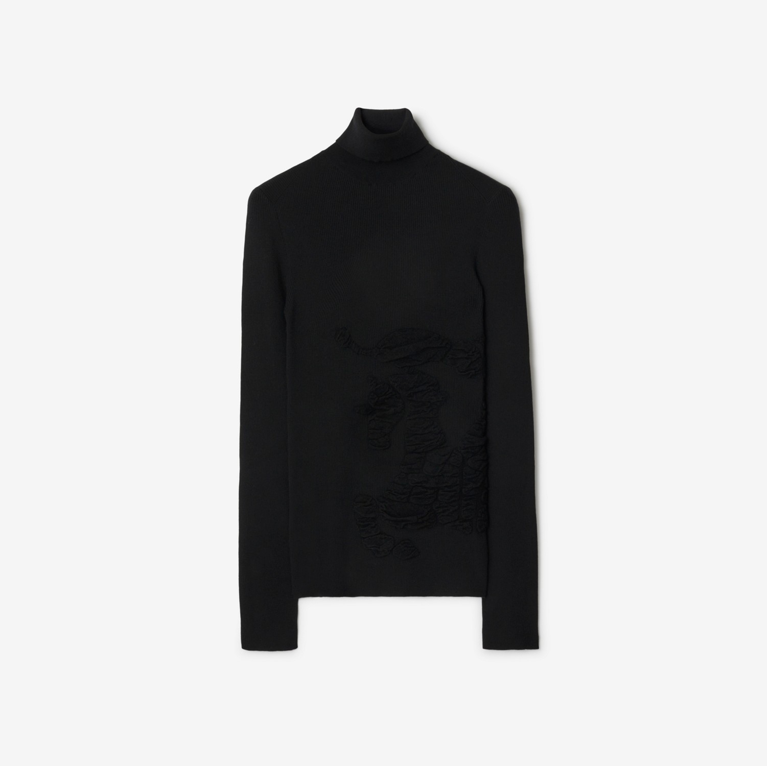 马术骑士徽标羊绒混纺针织衫 (黑色) - 女士 | Burberry® 博柏利官网