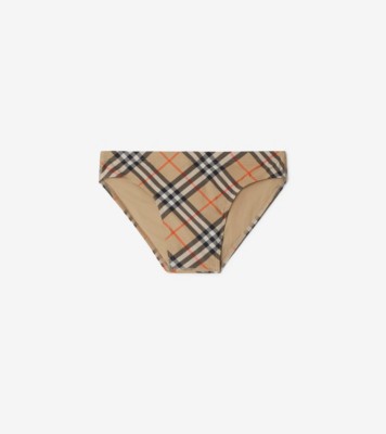 Check Swim Briefs in Sand beige - Men, Nylon | Burberry® Official