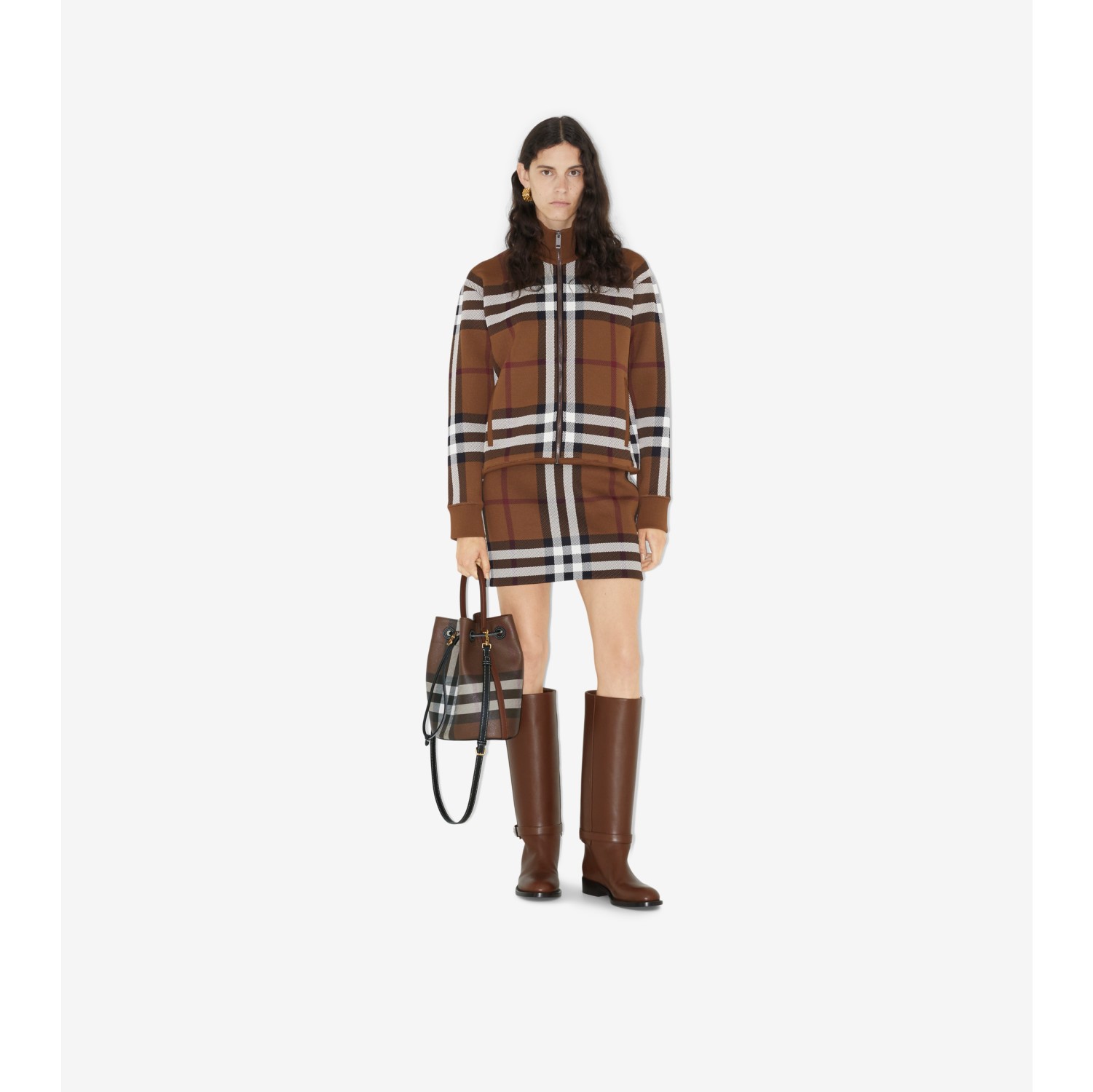 チェック トラックジャケット (ダークバーチブラウン) - ウィメンズ, テクニカル | Burberry®公式サイト