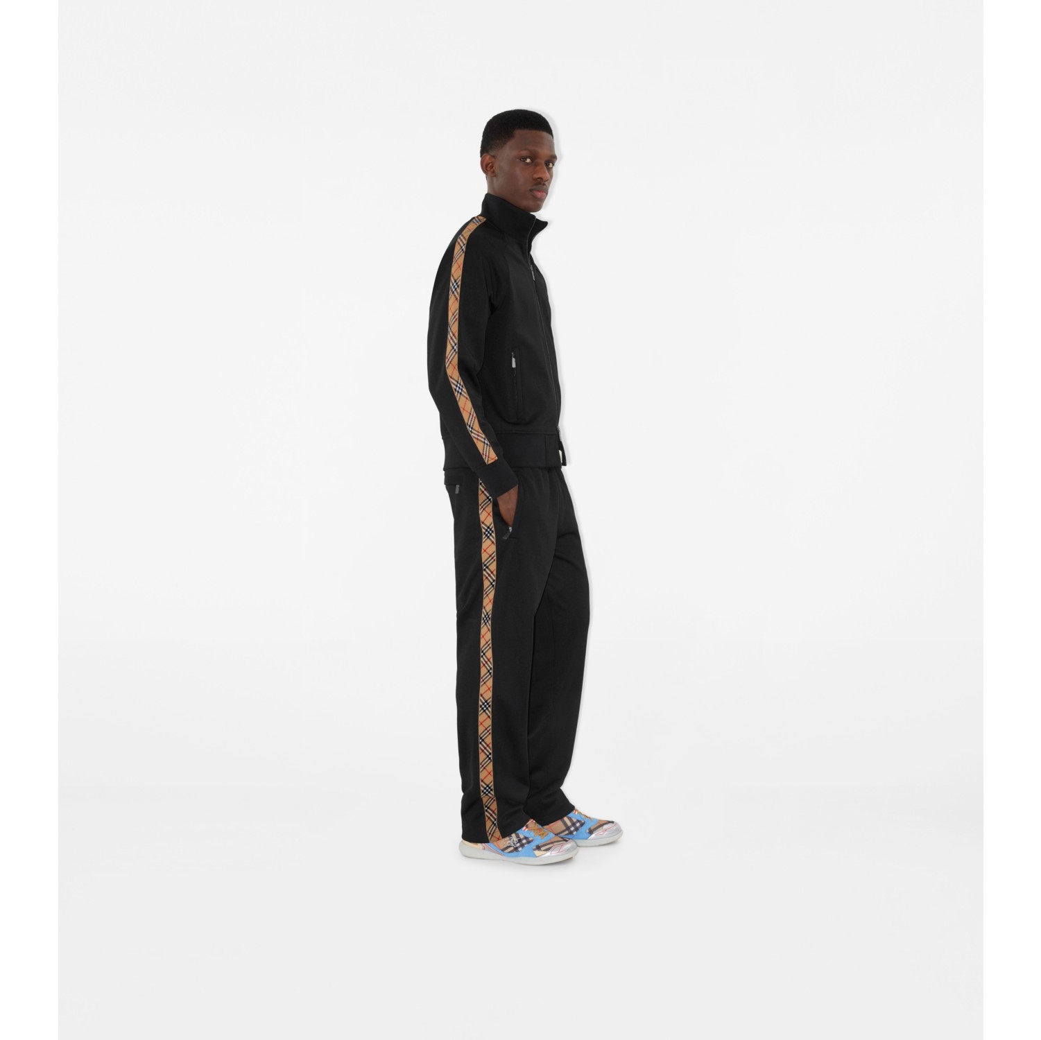 Pantalon de survêtement en coton mélangé Check
