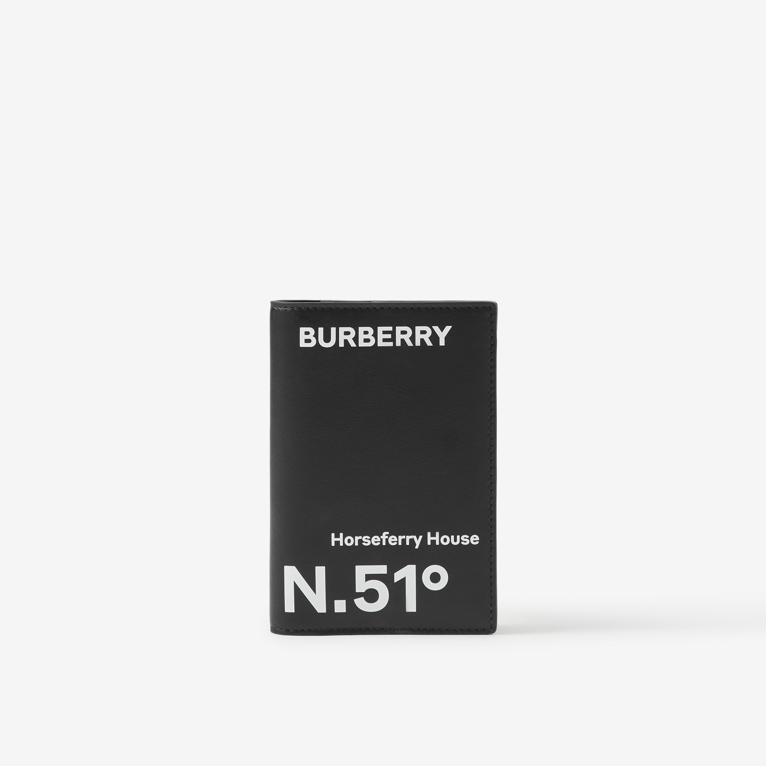 Coordinates Print Leather Passport Holder in Black - Men | Burberry® Official - 1