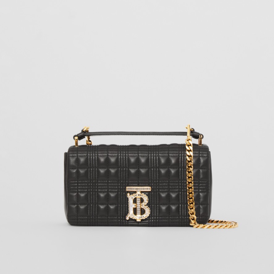 Black Cross Body Bag with Gold Chain