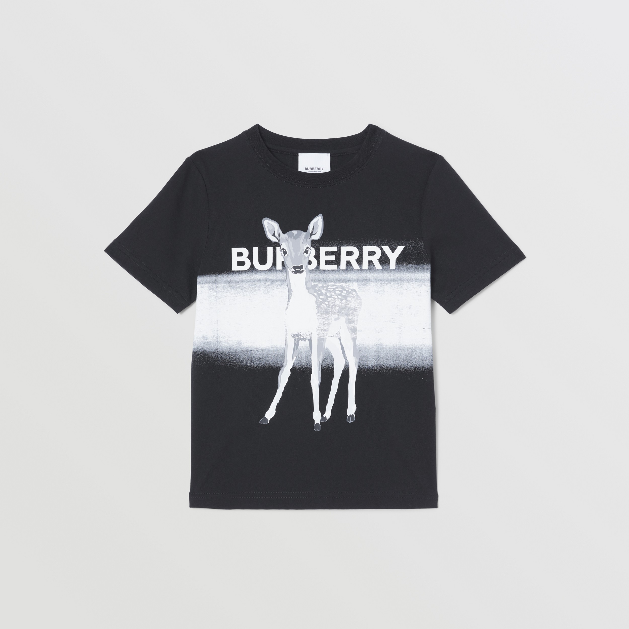 Хлопчатобумажная футболка с коллажным принтом (Черный) | Официальный сайт Burberry® - 1