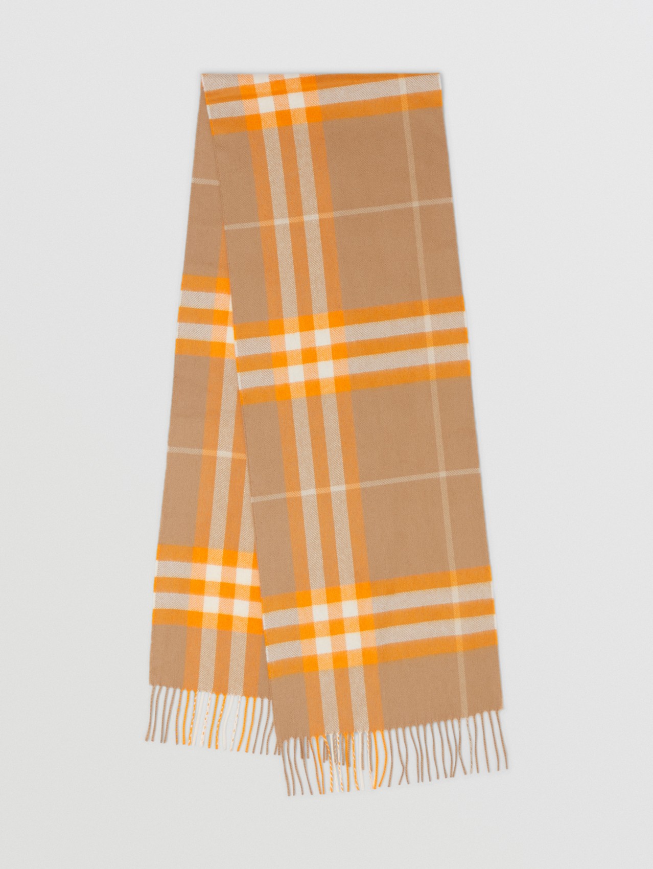 Sciarpa classica in cashmere con motivo tartan - Esclusiva online (Cammello/arancione)
