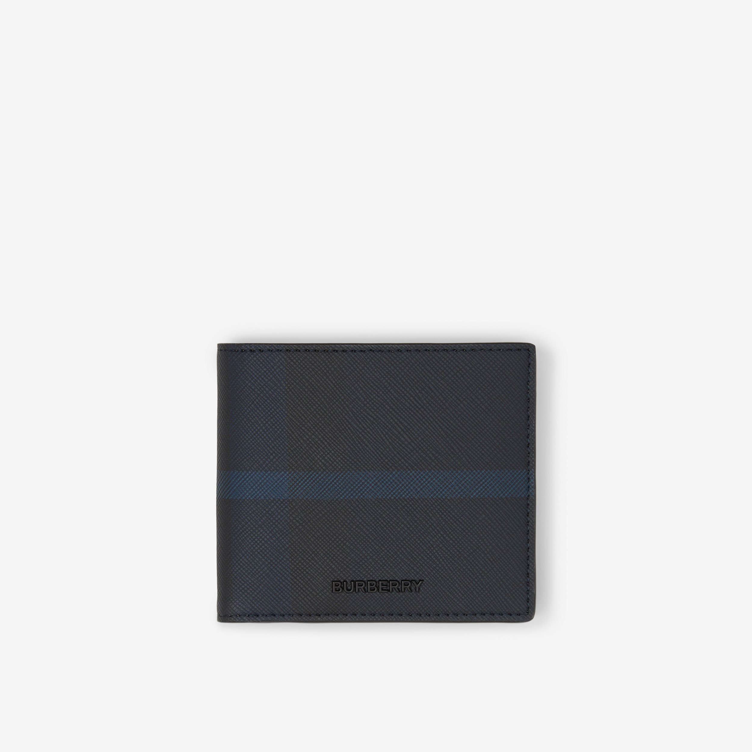 Exaggerated Check Bifold Coin Wallet in Dark Charcoal Blue - Men | Burberry® Official - 1