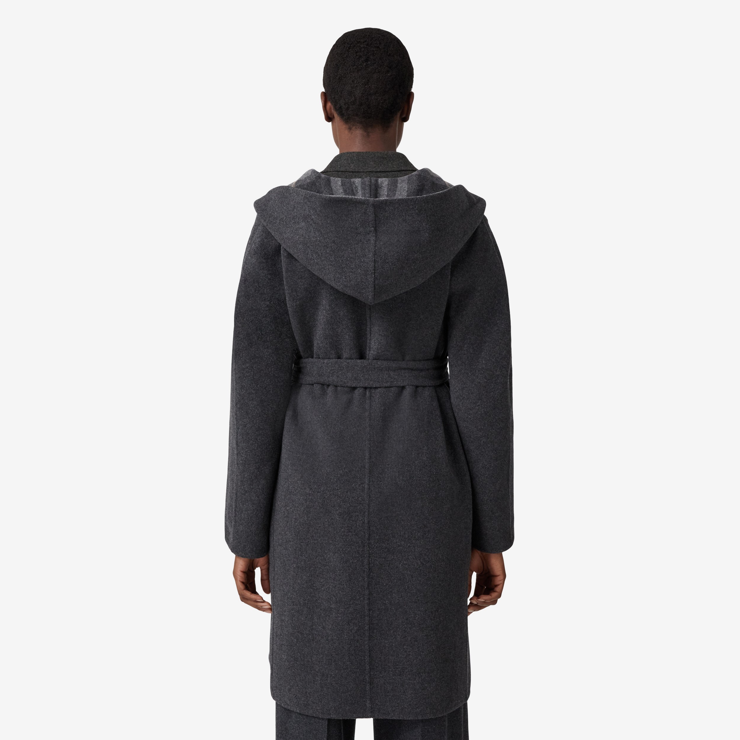 Manteau portefeuille à capuche en laine Check (Gris Anthracite/gris) - Femme | Site officiel Burberry® - 3