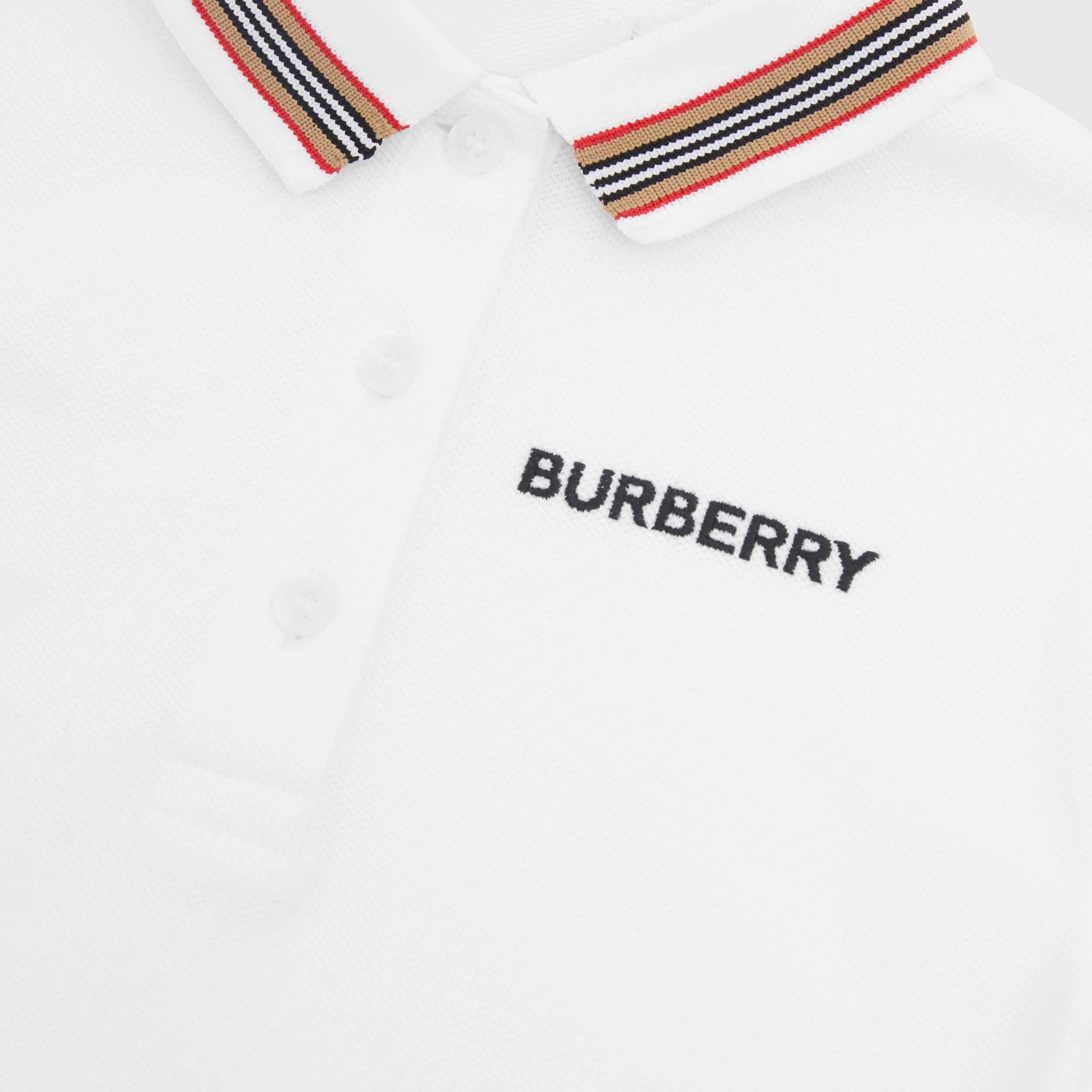 Icon Stripe Detail Cotton Piqué Polo Shirt in White - Children | Burberry® Official - 2
