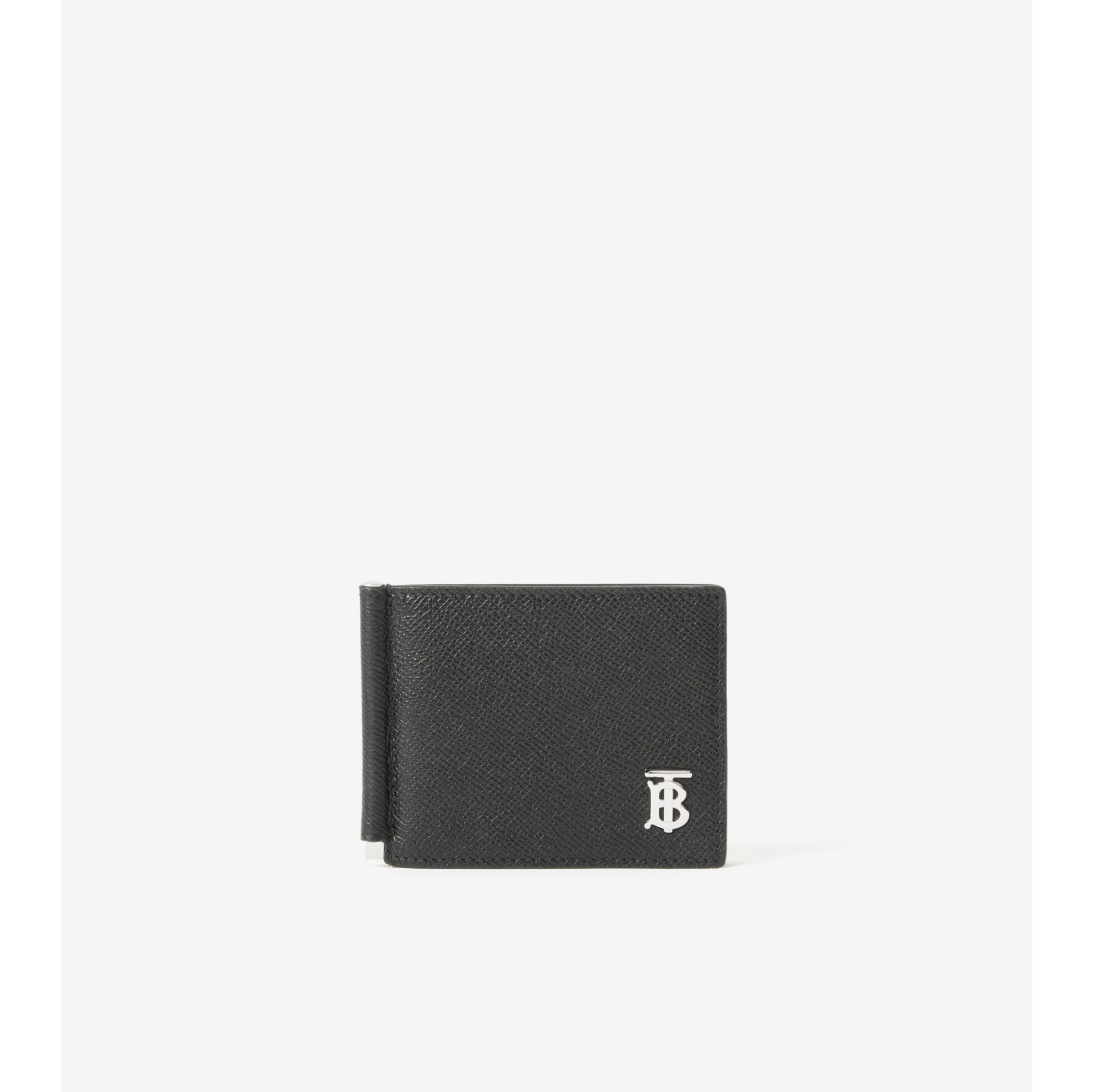 Burberry Black Pebbled Leather Money Clip Card Case - Yoogi's Closet