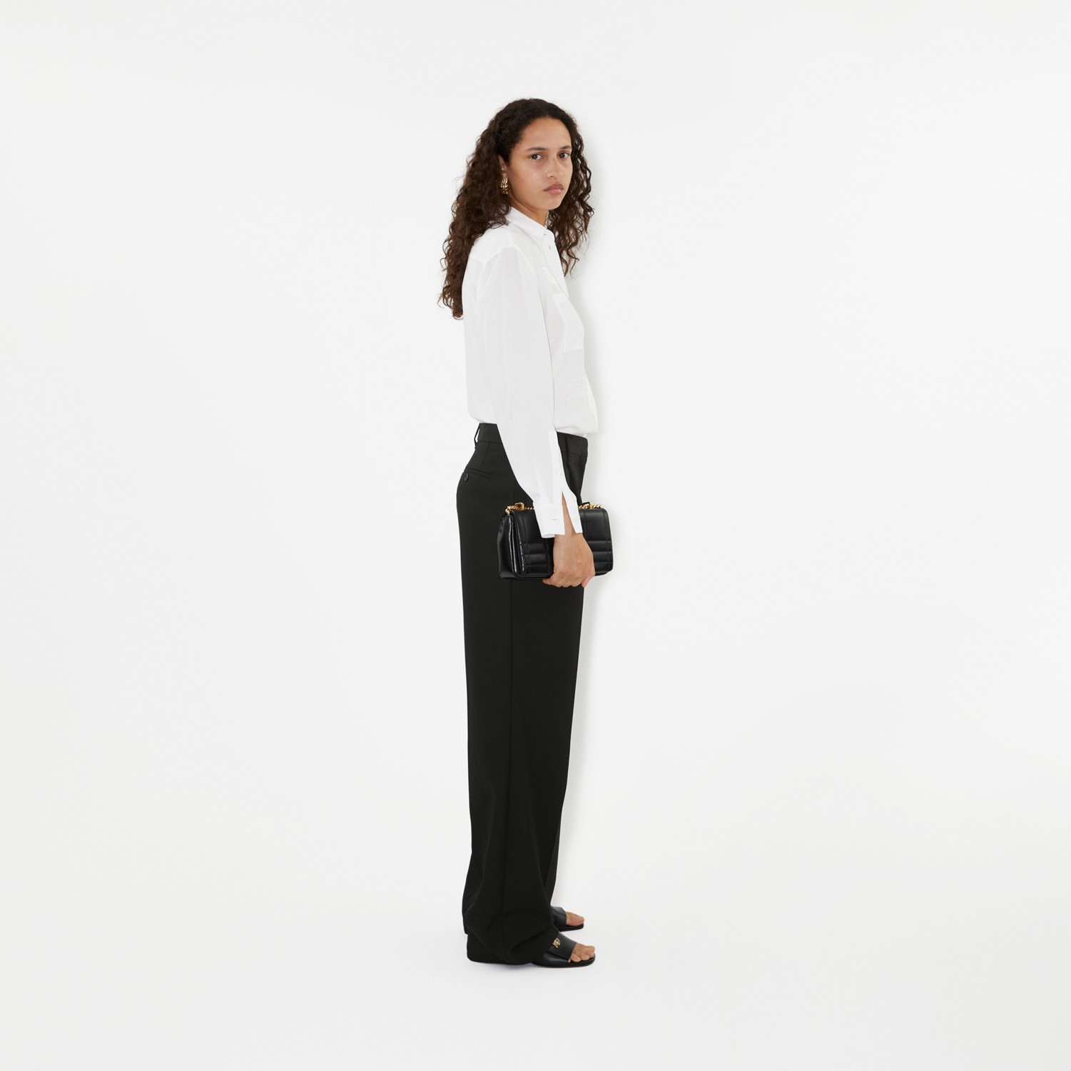 Camicia in seta con EKD (Bianco Ottico) - Donna | Sito ufficiale Burberry®