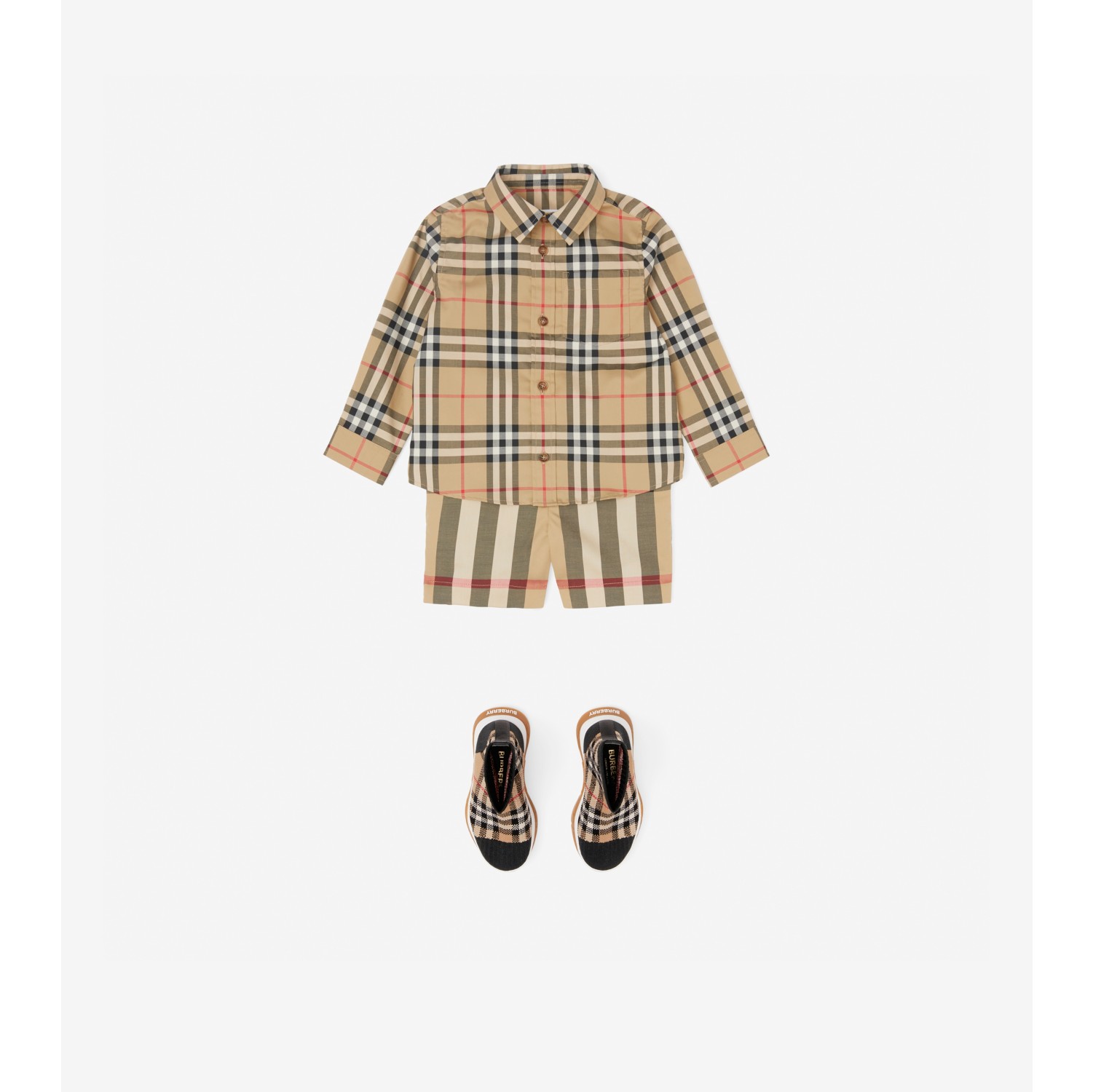 Vintage Check Stretch Cotton Shirt in Archive beige - Children | Burberry®  Official