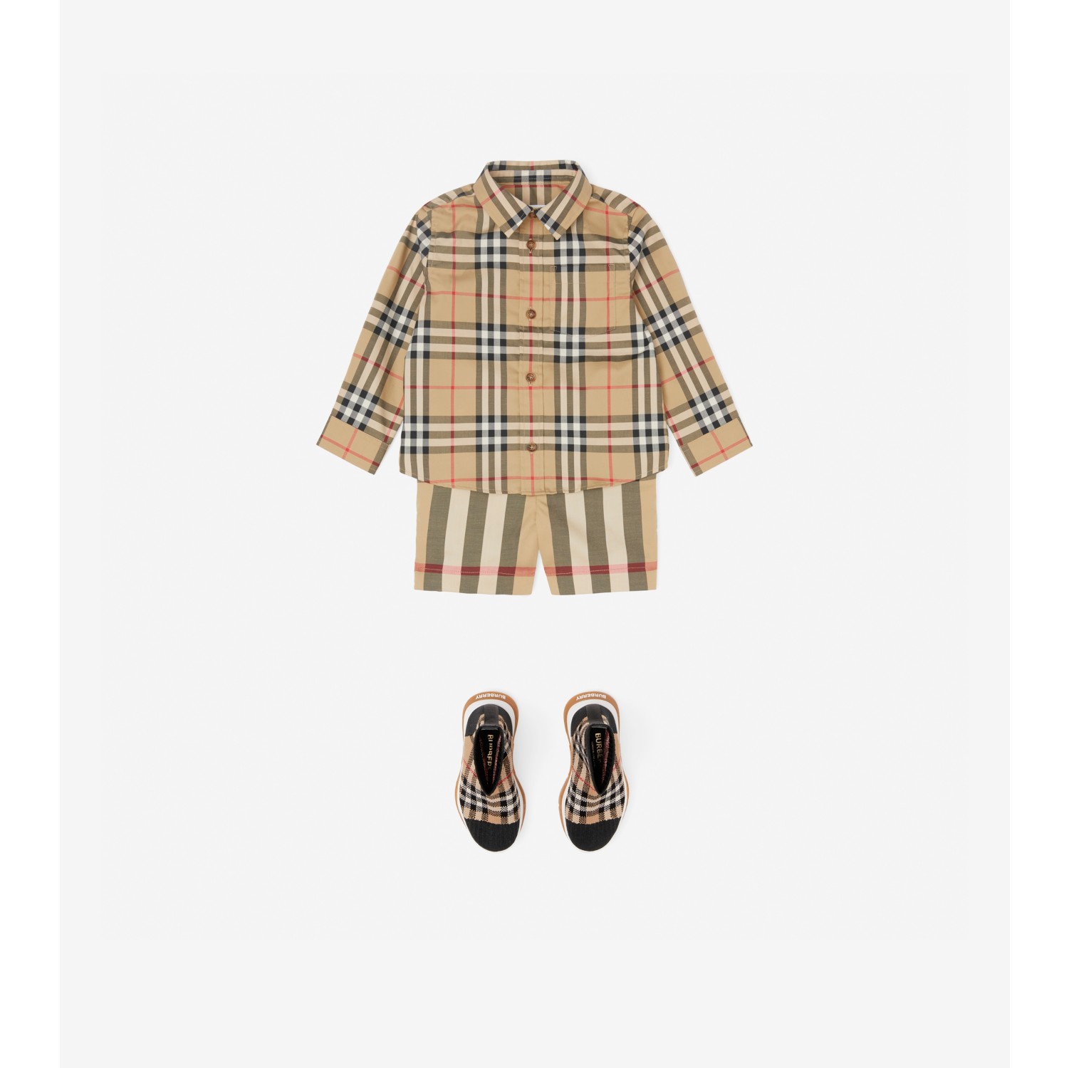 ヴィンテージチェック ストレッチコットン シャツ (アーカイブベージュ) - チルドレンズ | Burberry®公式サイト