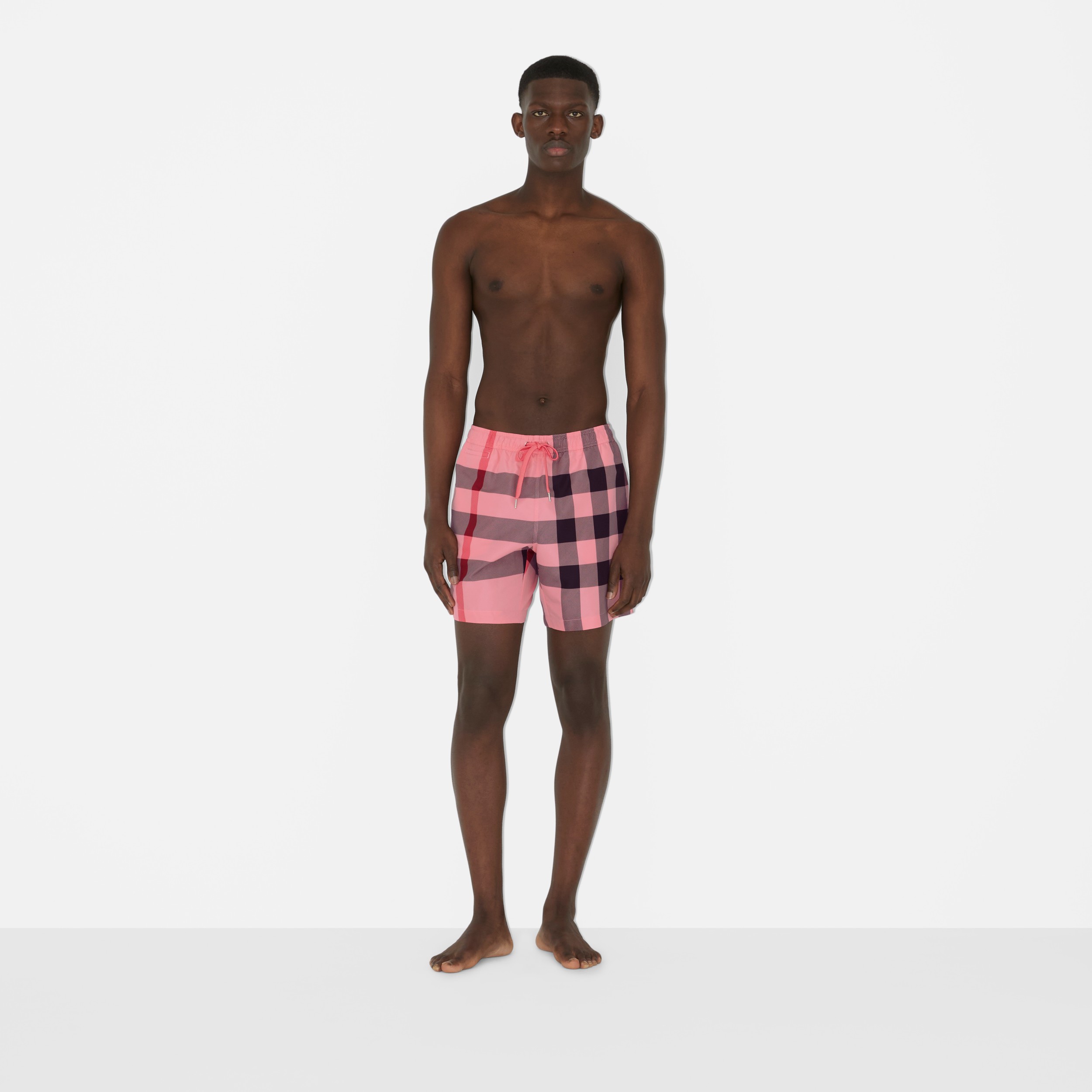 Check Drawcord Swim Shorts in Candy Pink Men Burberry® Official