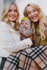 Shot of Mother, Daughter, Baby with Burberry Check blanket