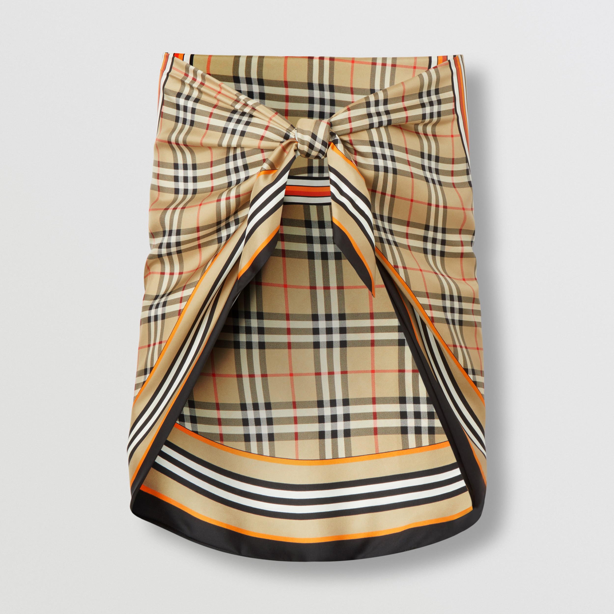 Reversible Check and Monogram Print Silk Scarf in Archive Beige - Women | Burberry® Official - 2