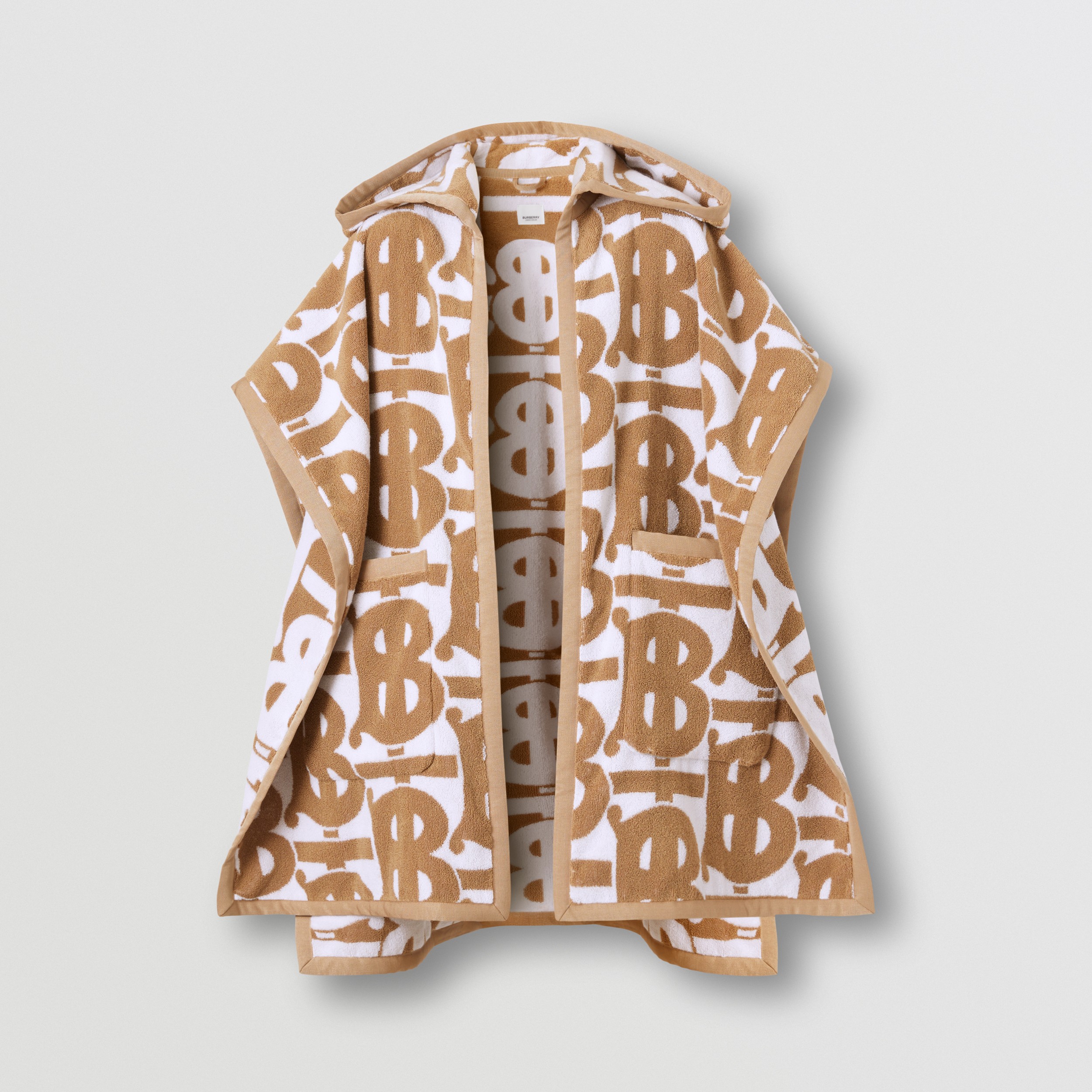 Monogram Motif Cotton Jacquard Hooded Cape in Archive Beige - Women | Burberry® Official - 4