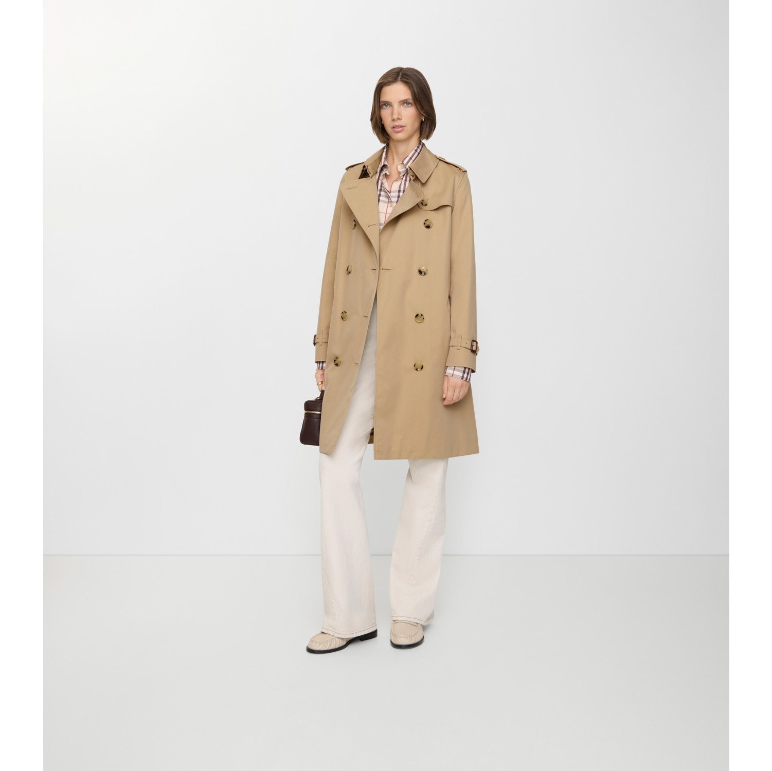Mid-length Kensington Heritage Trench Coat in Honey beige - Women, Cotton Gabardine | Burberry® Official