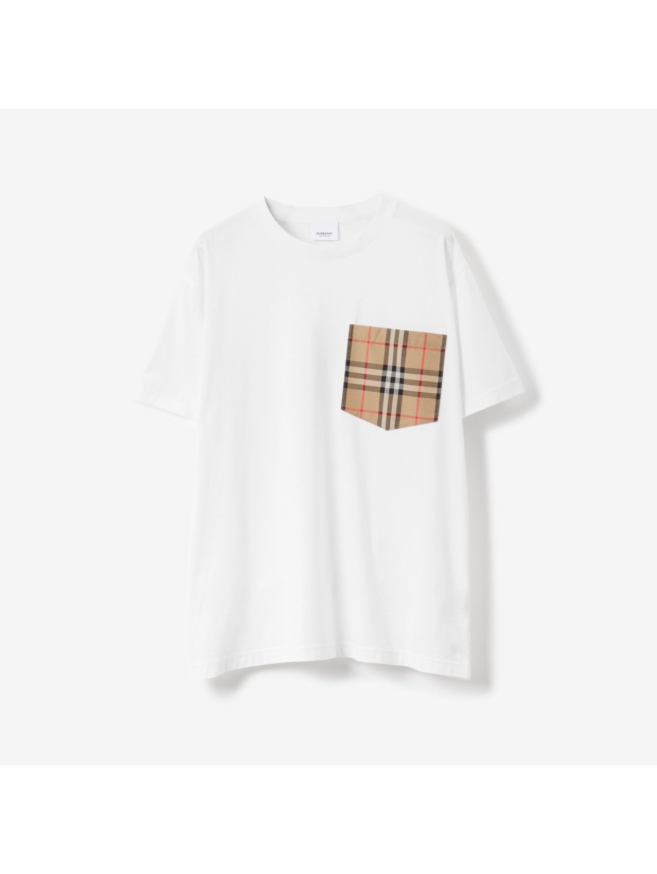 ヴィンテージチェックポケット コットン オーバ―サイズTシャツ (ホワイト) | Burberry®公式サイト