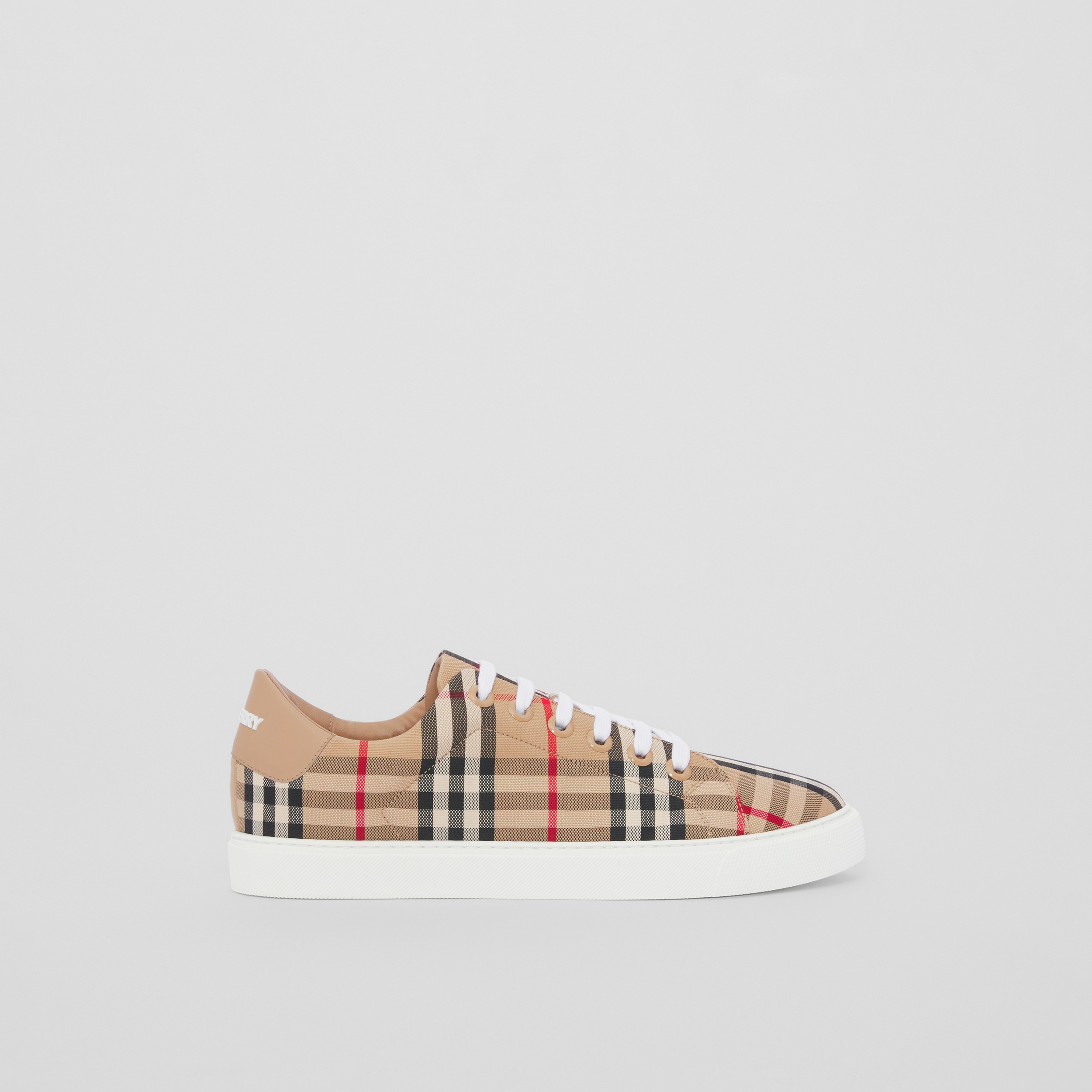 Vintage Check and Leather Sneakers in Archive Beige - Women | Burberry® Official - 1
