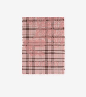 ワイド EKD チェック ウールシルクスカーフ (ボウピンク) | Burberry