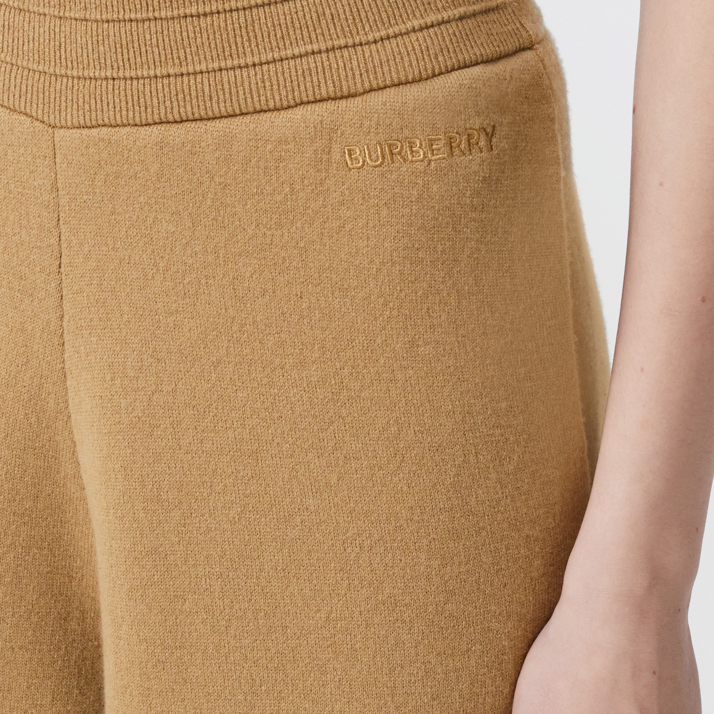 Embroidered Logo Cashmere Blend Jogging Pants in Camel - Women | Burberry® Official - 2
