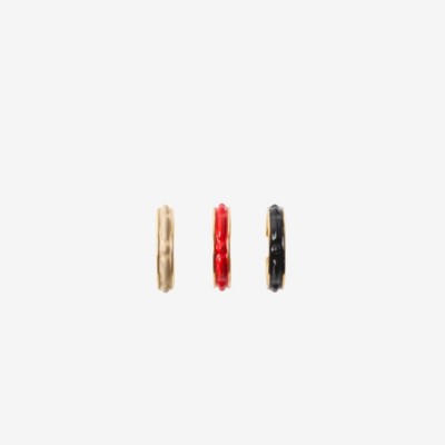 Burberry Trio Enamel Stackable Earrings In Light Gold/multicolour