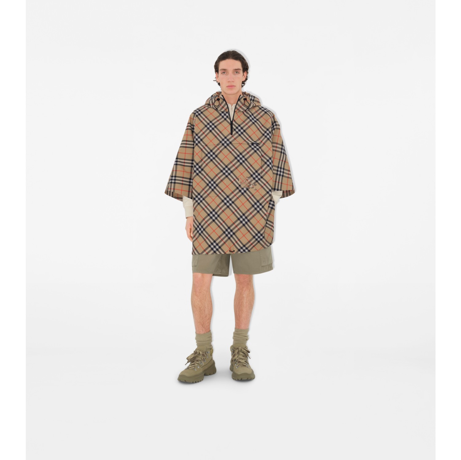 Packbares Twill-Cape in Check