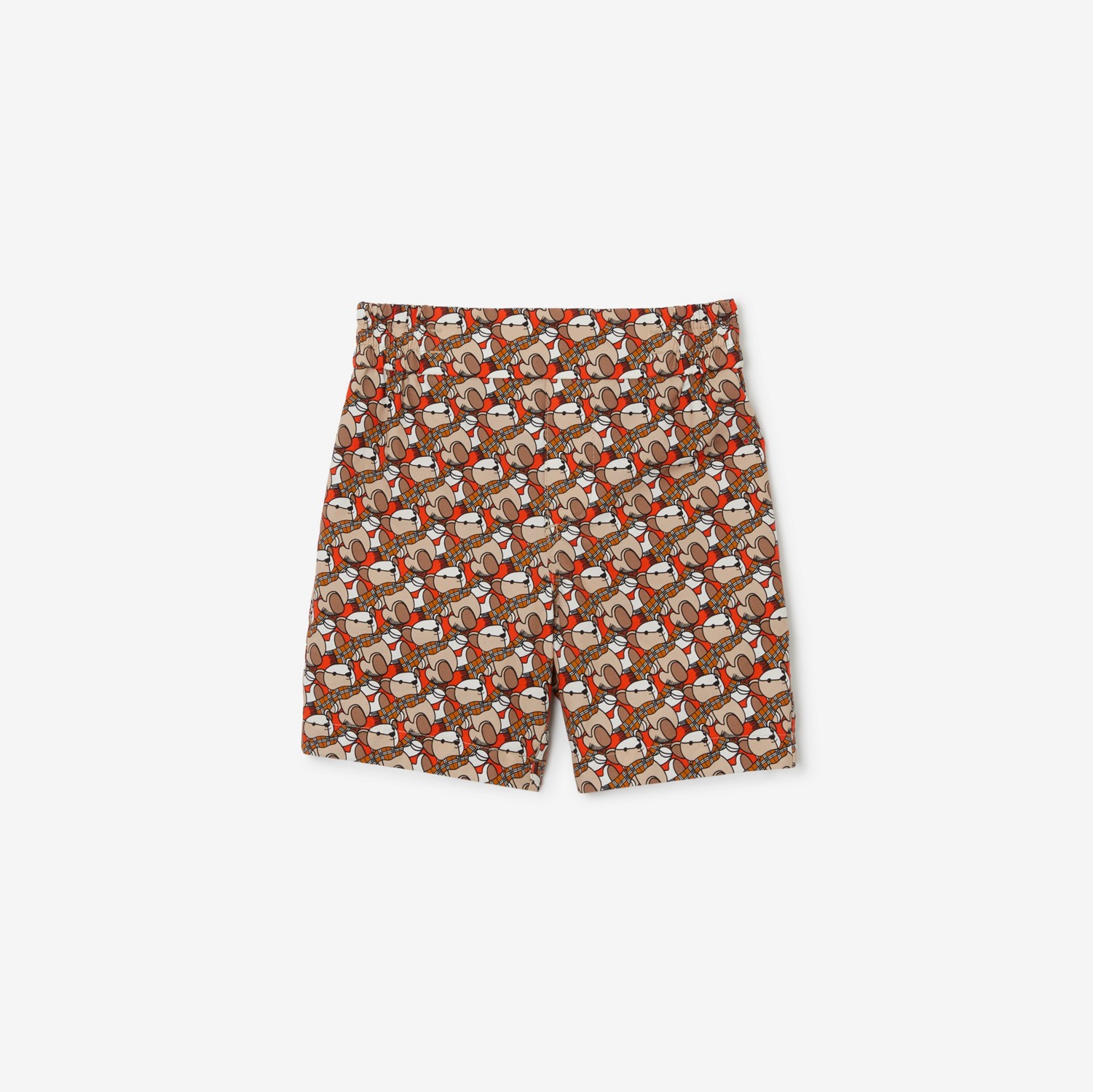 Thomas Bear Print Cotton Shorts in Scarlet Orange - Children | Burberry® Official