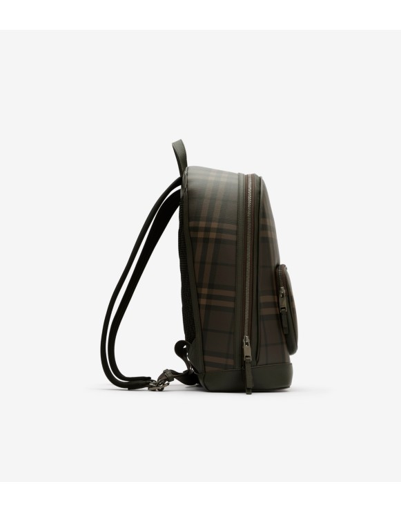 burberry leather trim lightweight backpack check drawstring features the brand's iconic Heritag Its compact size is perfect for carrying essentials Mini leather-trimmed backpack