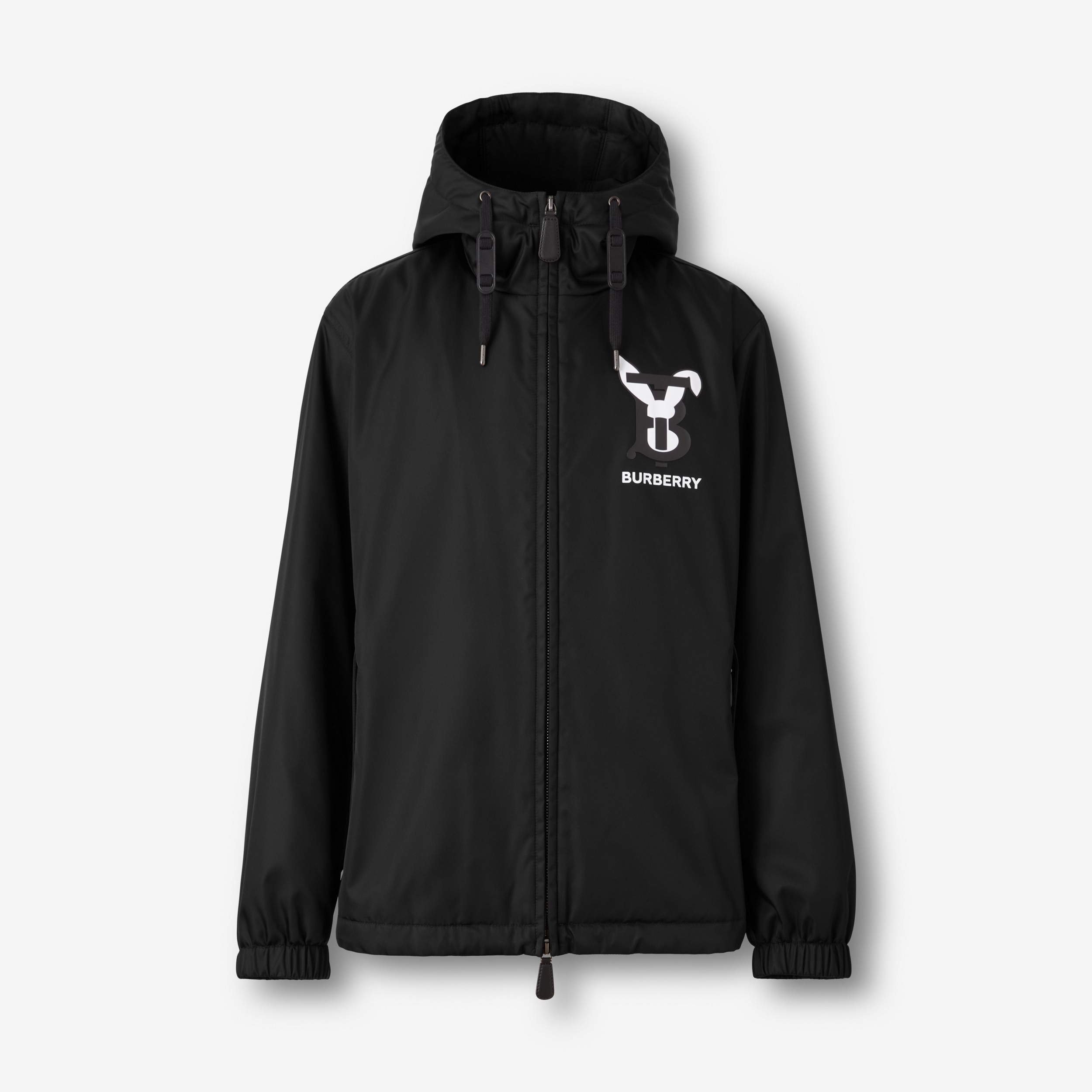 Rabbit Print Nylon Hooded Jacket in Black - Men | Burberry® Official - 1
