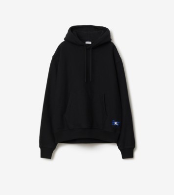 Cotton Hoodie in Black Men Burberry Official