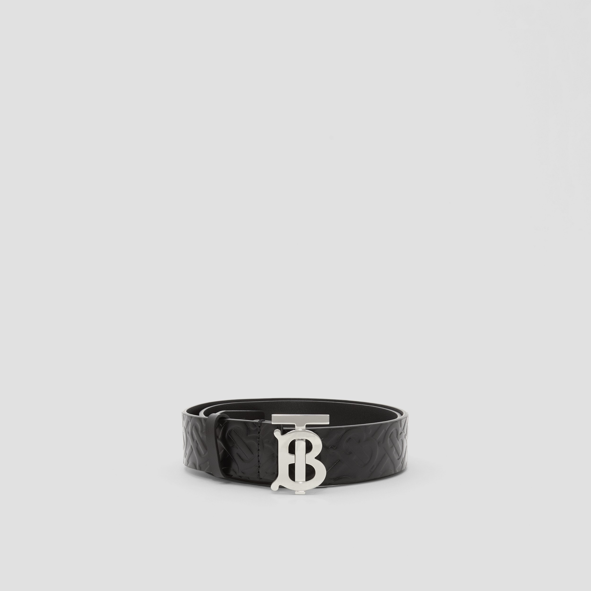 Monogram Motif Monogram Leather Belt in Black - Men | Burberry® Official - 4
