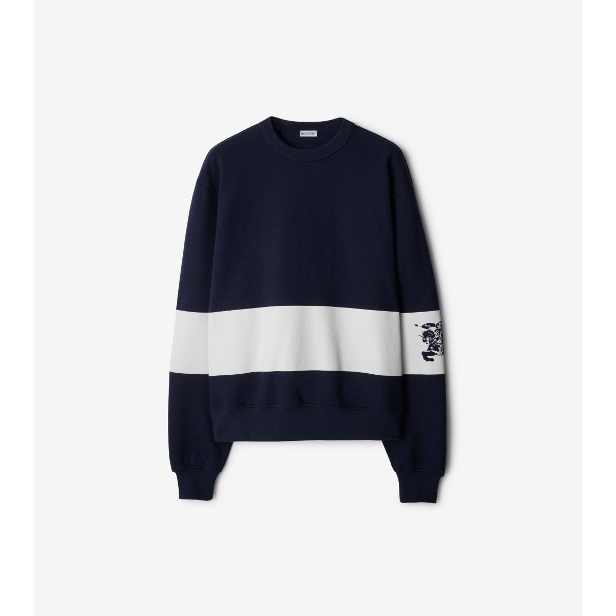 Shop Burberry Ekd Stripe Cotton Sweatshirt In Storm