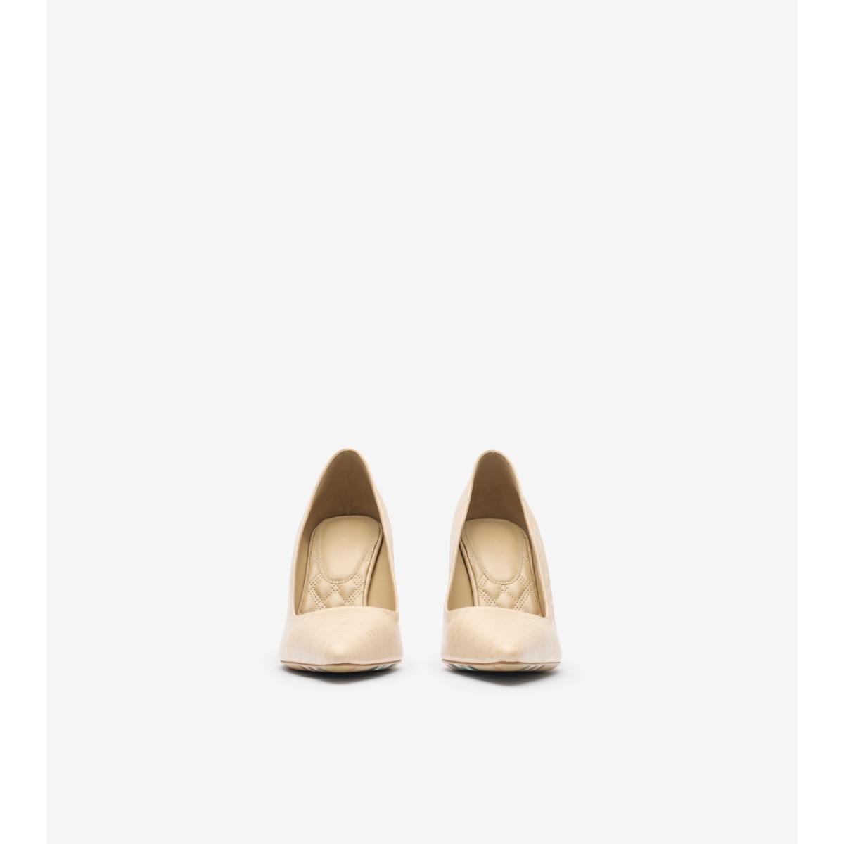  Check Leather Dame High Pumps