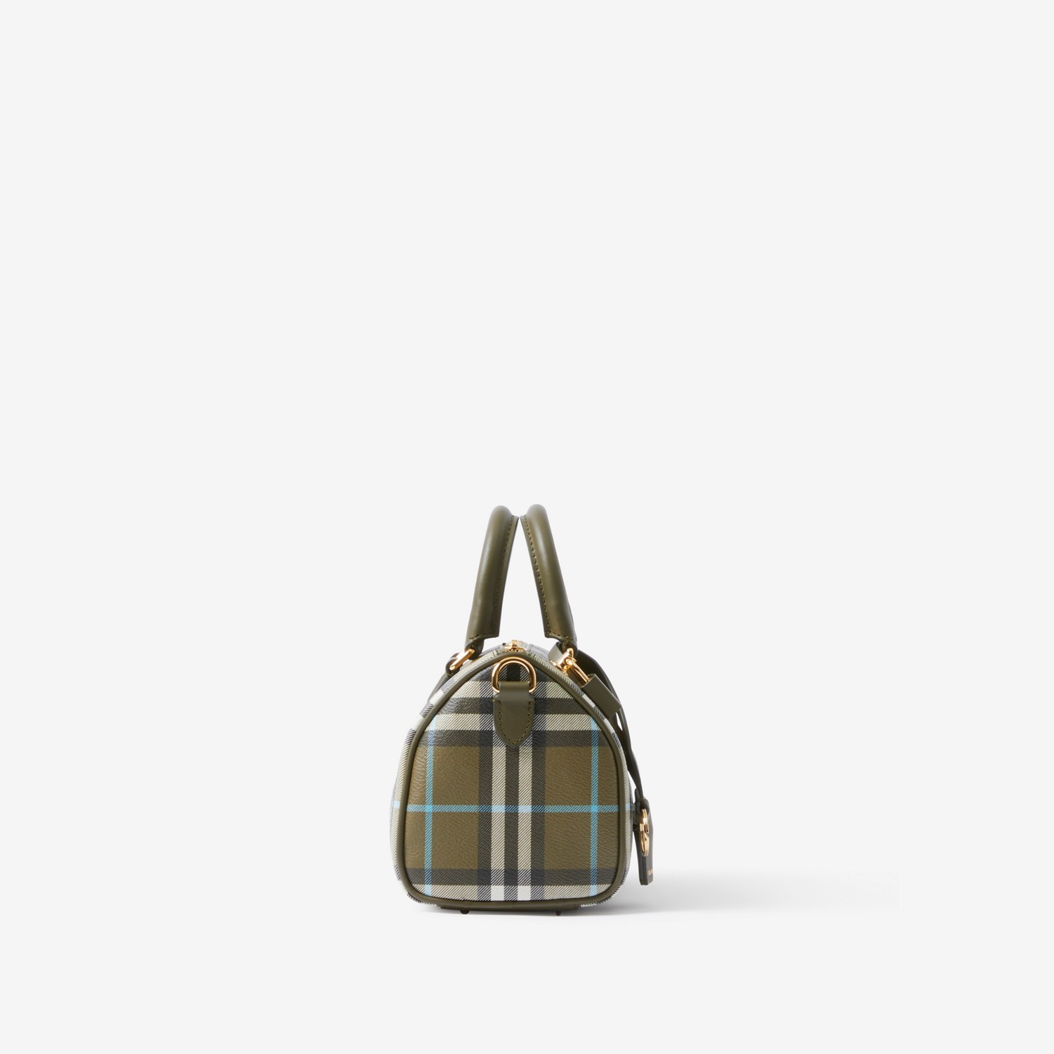 Check Mini Bowling Bag in Olive Green - Women | Burberry® Official