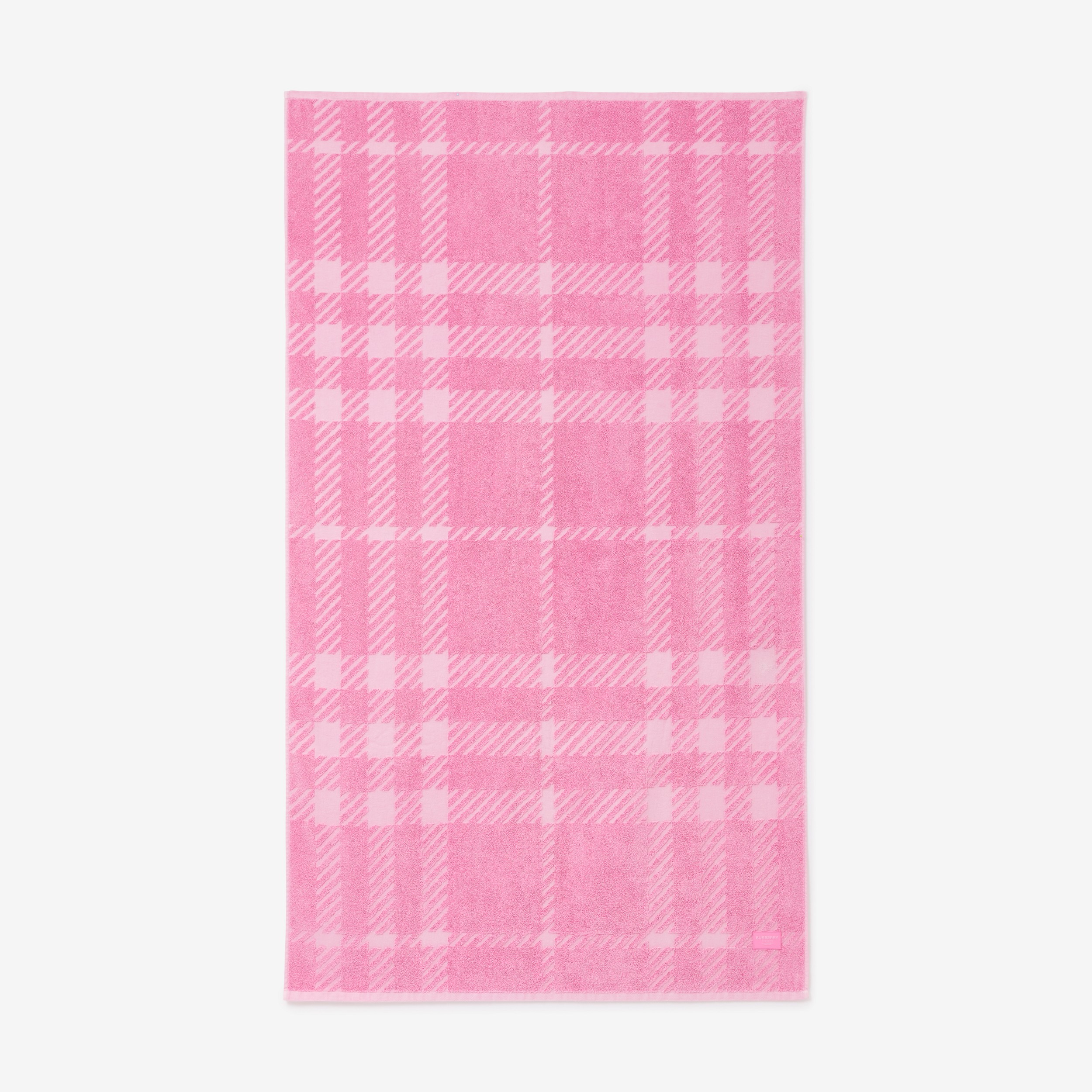 Check Cotton Jacquard Towel in Bubblegum Pink | Burberry® Official - 1