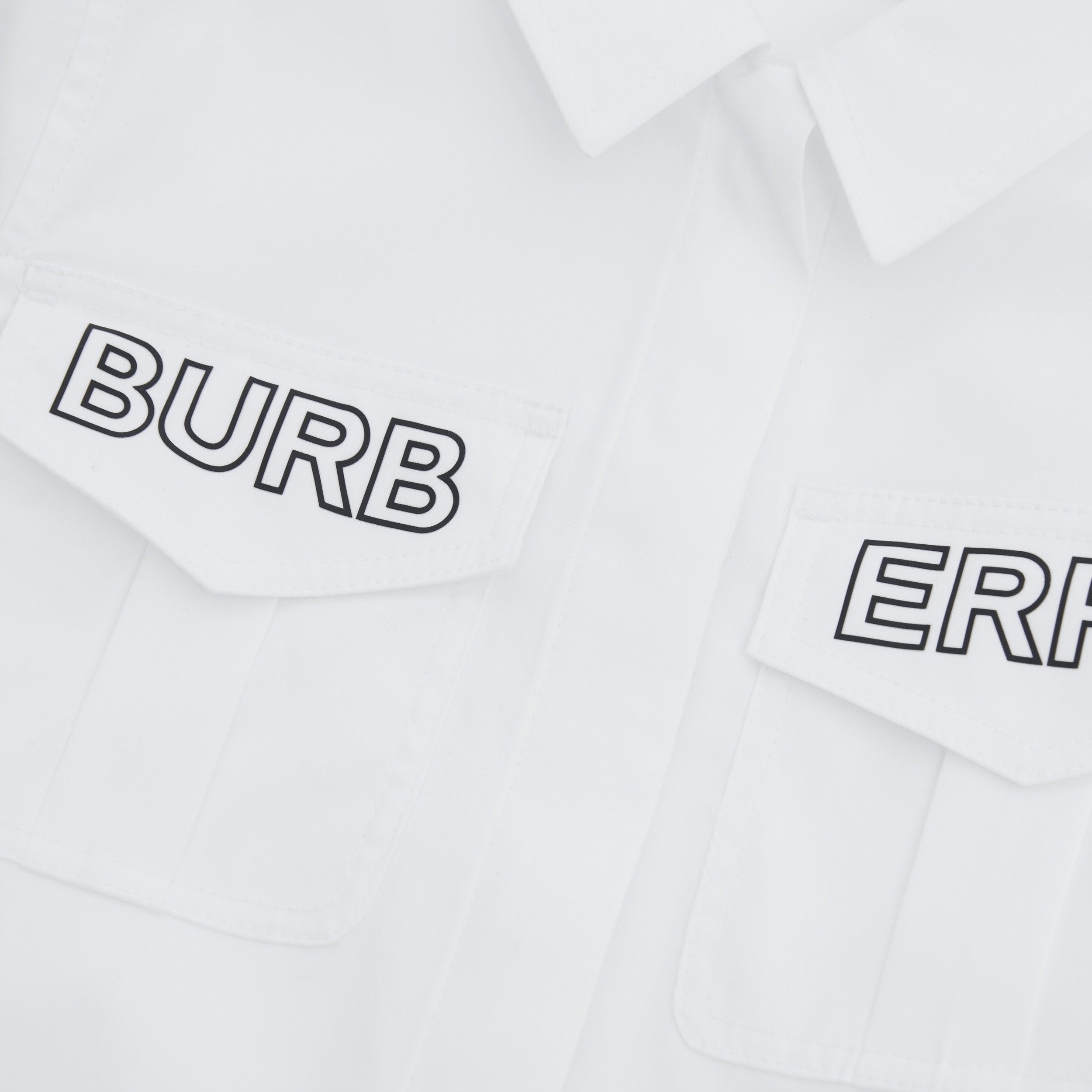 Logo Print Cotton Poplin Shirt in White | Burberry® Official - 2
