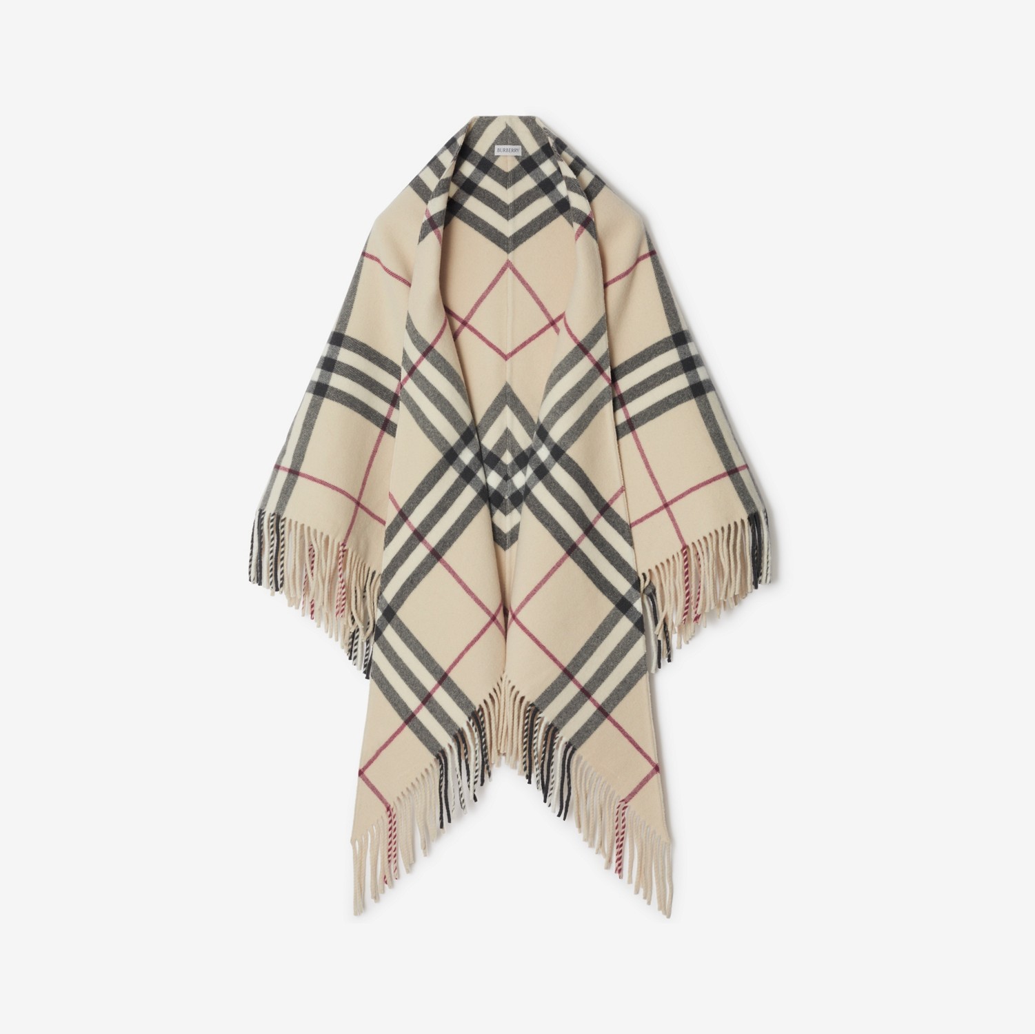 Check Wool Cape in Stone | Burberry® Official
