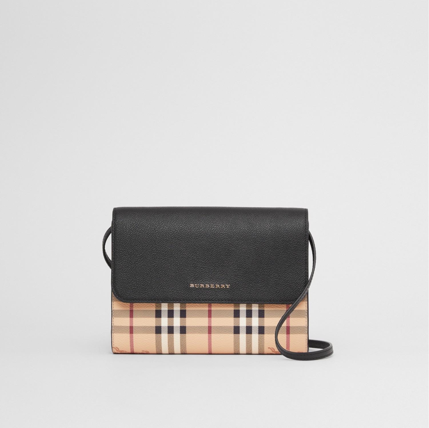 Check E canvas and Leather Crossbody Bag in Black Women Burberry Official